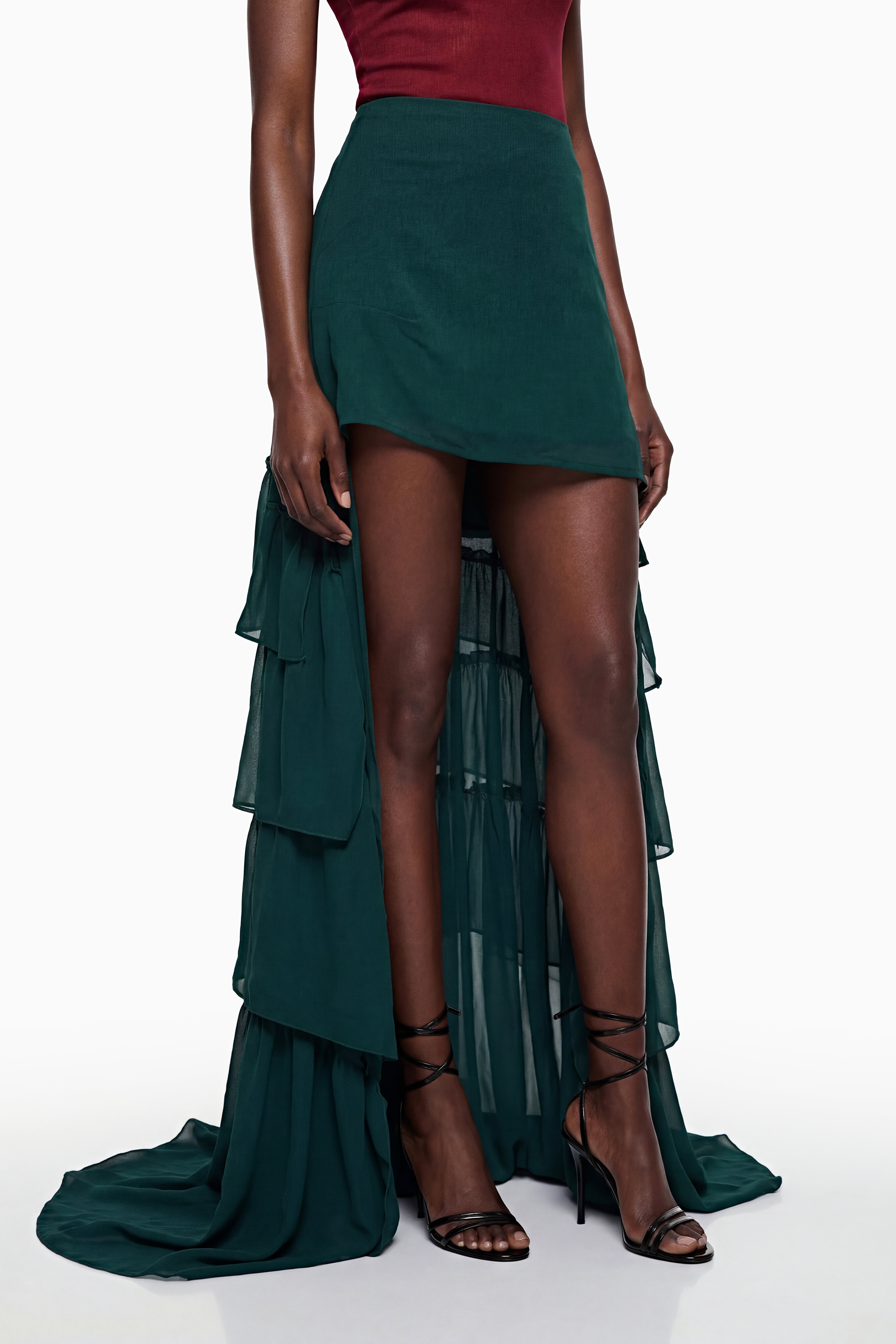 Lindiwe Green Asymmetrical Ruffled Skirt (Final Sale)