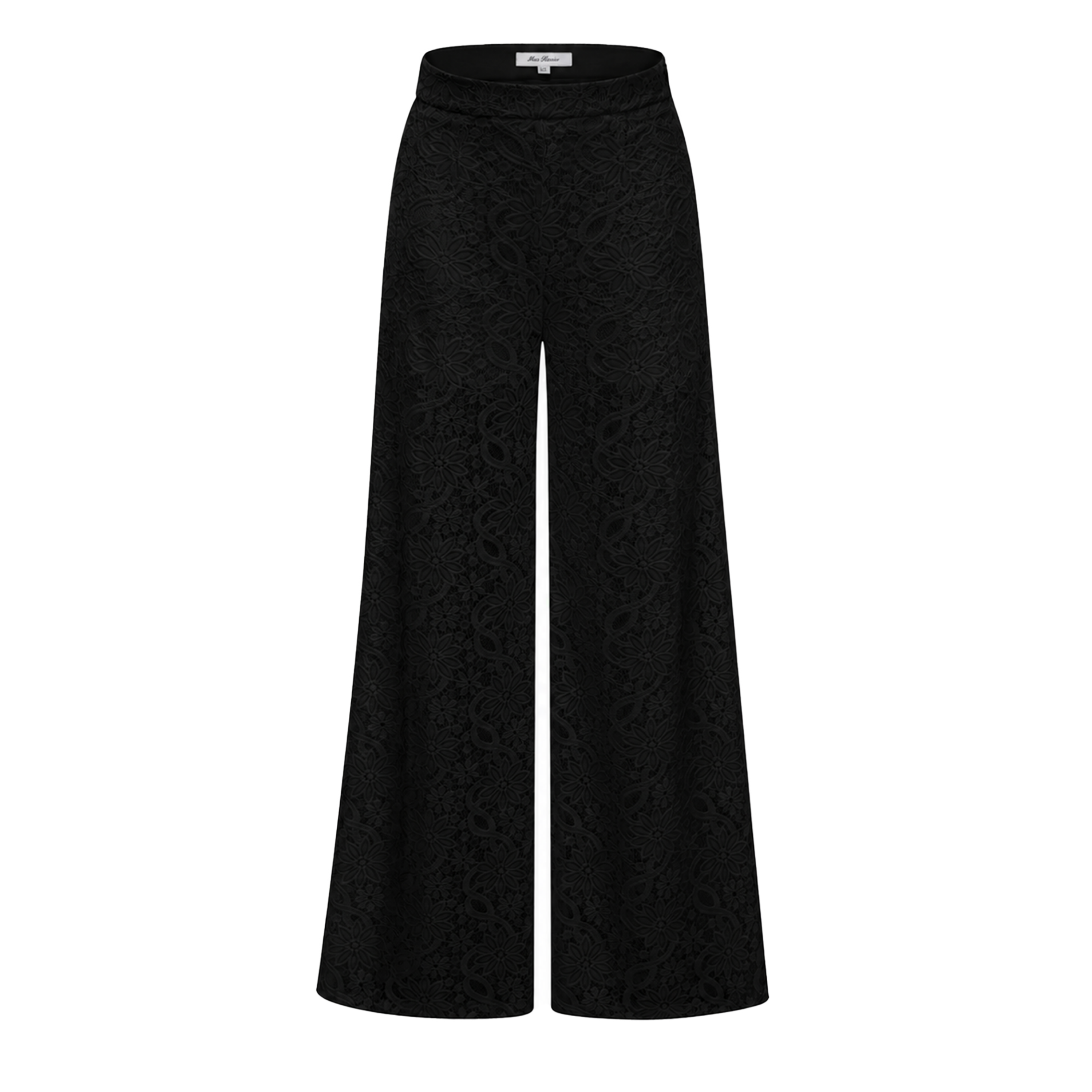 Loana Black Floral Lace Top & Trousers Set