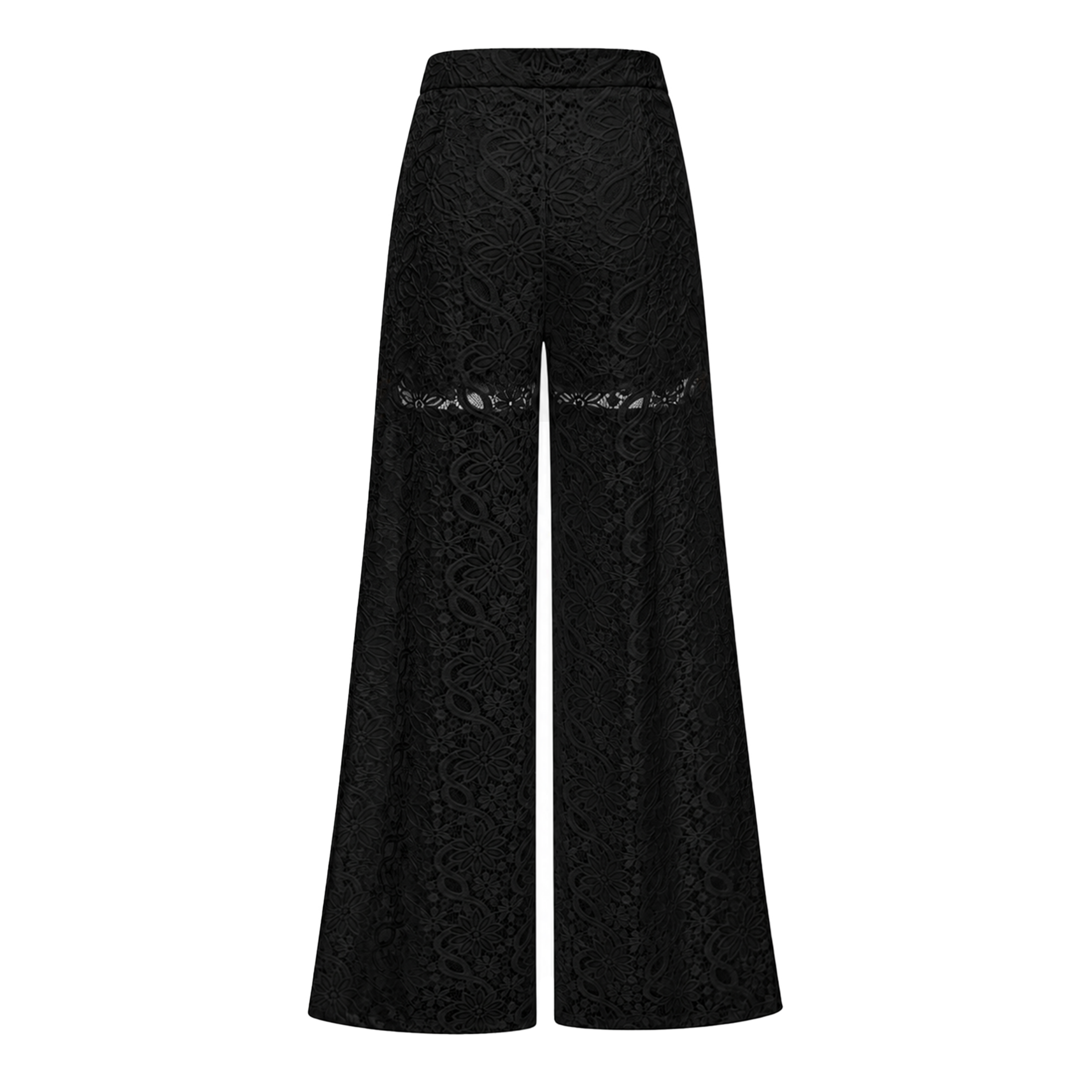 Loana Black Floral Lace Top & Trousers Set