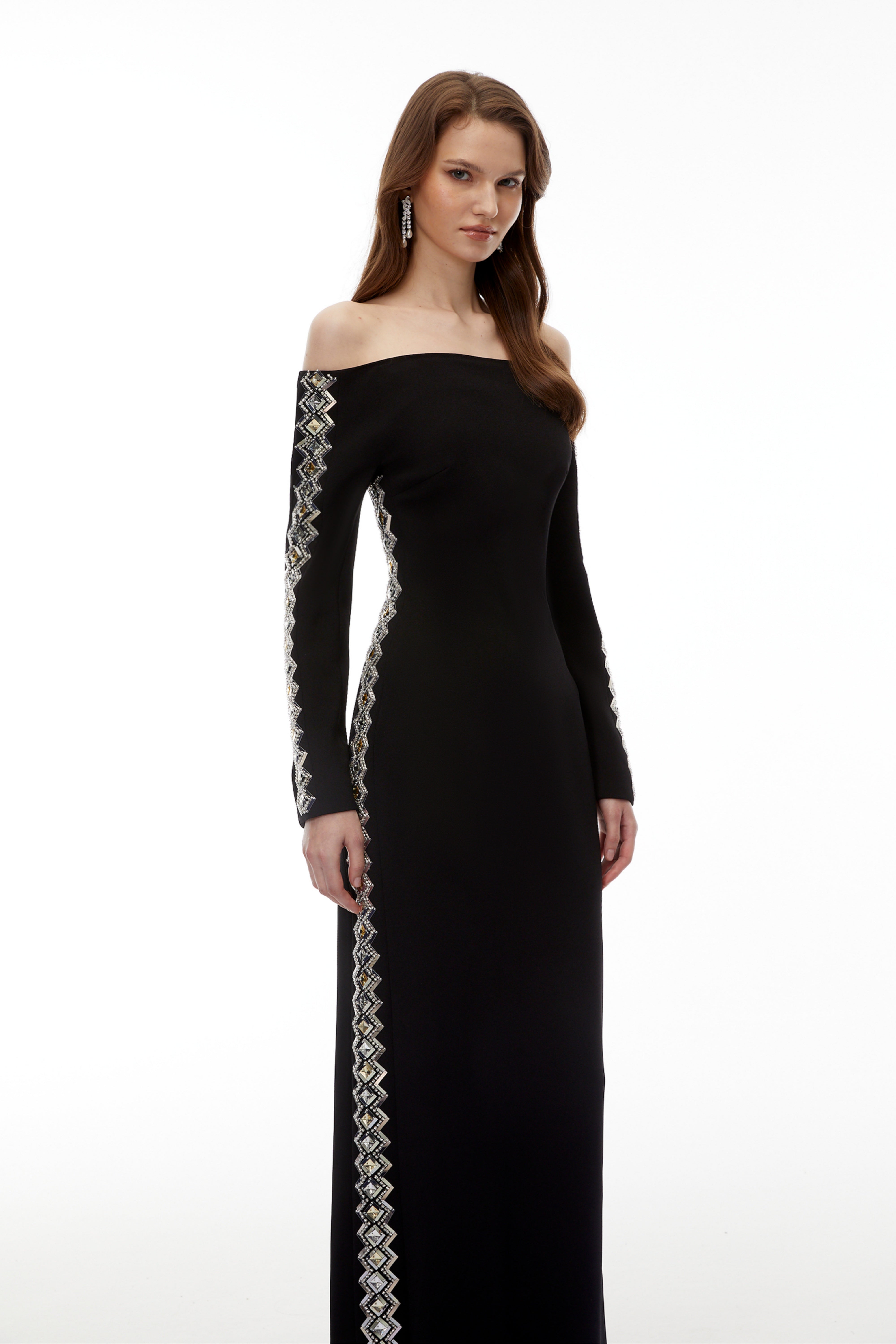 Lorelei Black Off Shoulder Embellished Maxi Dress (Final Sale)