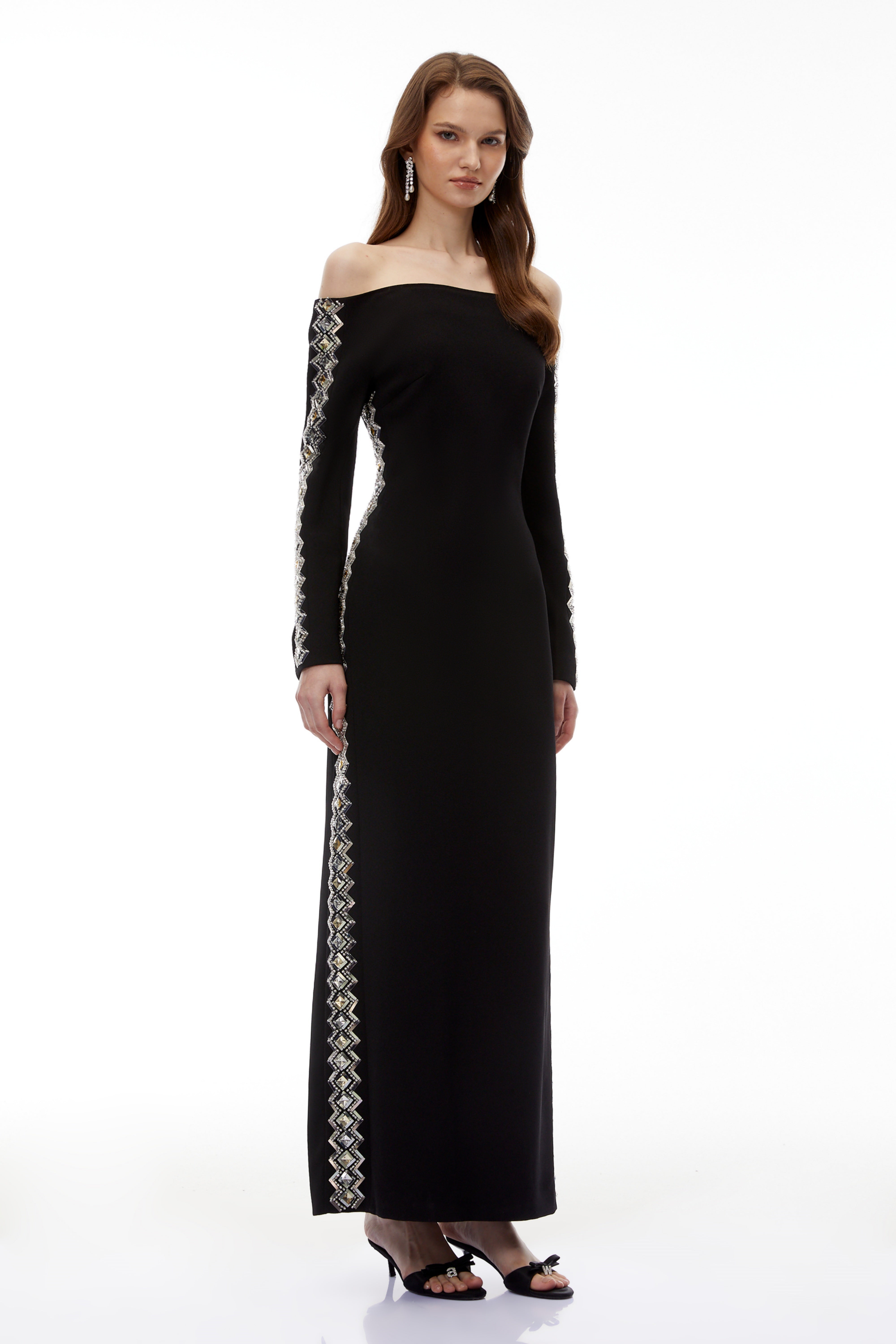 Lorelei Black Off Shoulder Embellished Maxi Dress (Final Sale)