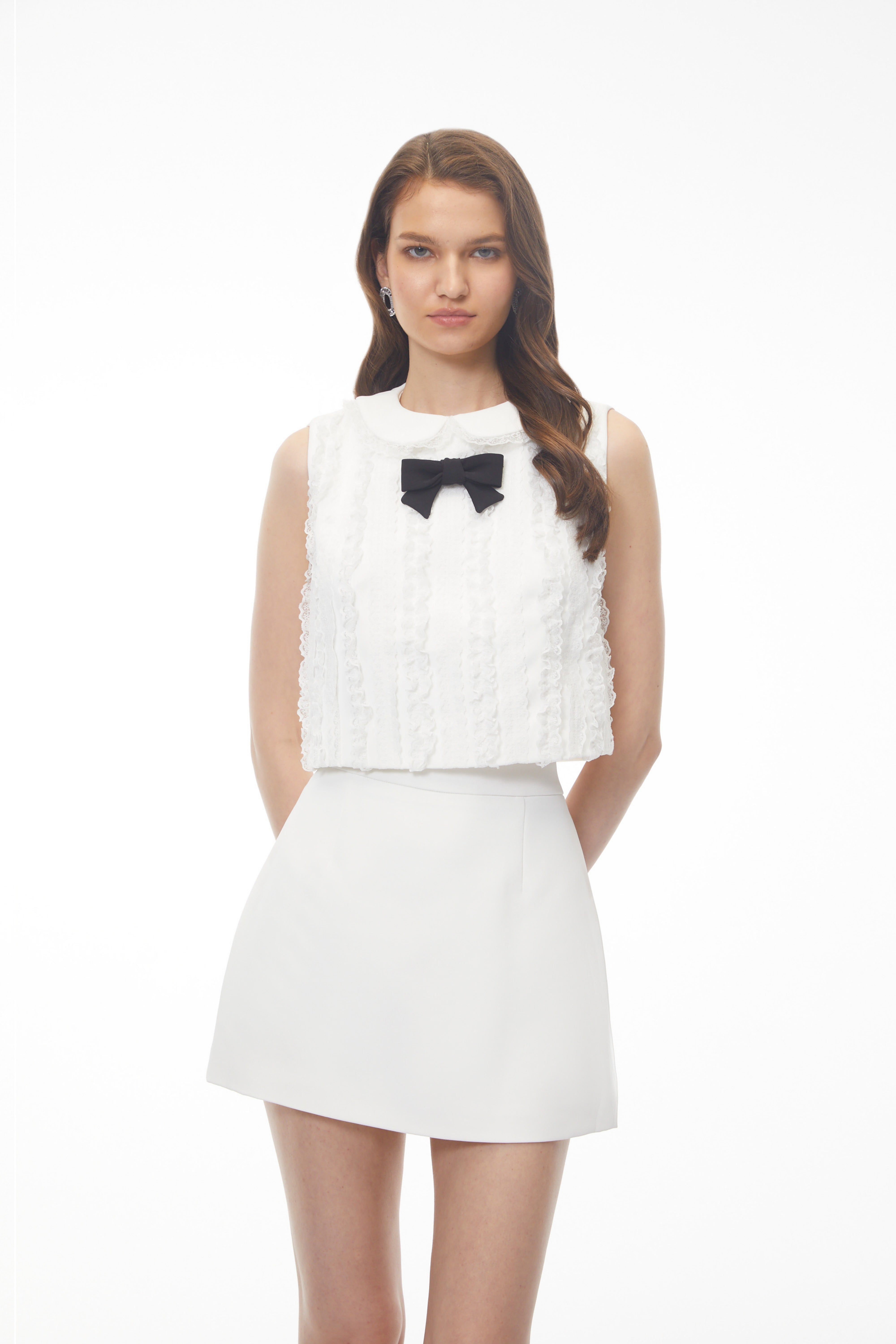 Lorelei White Round Neck Crop Top & Skirt Set (Final Sale)