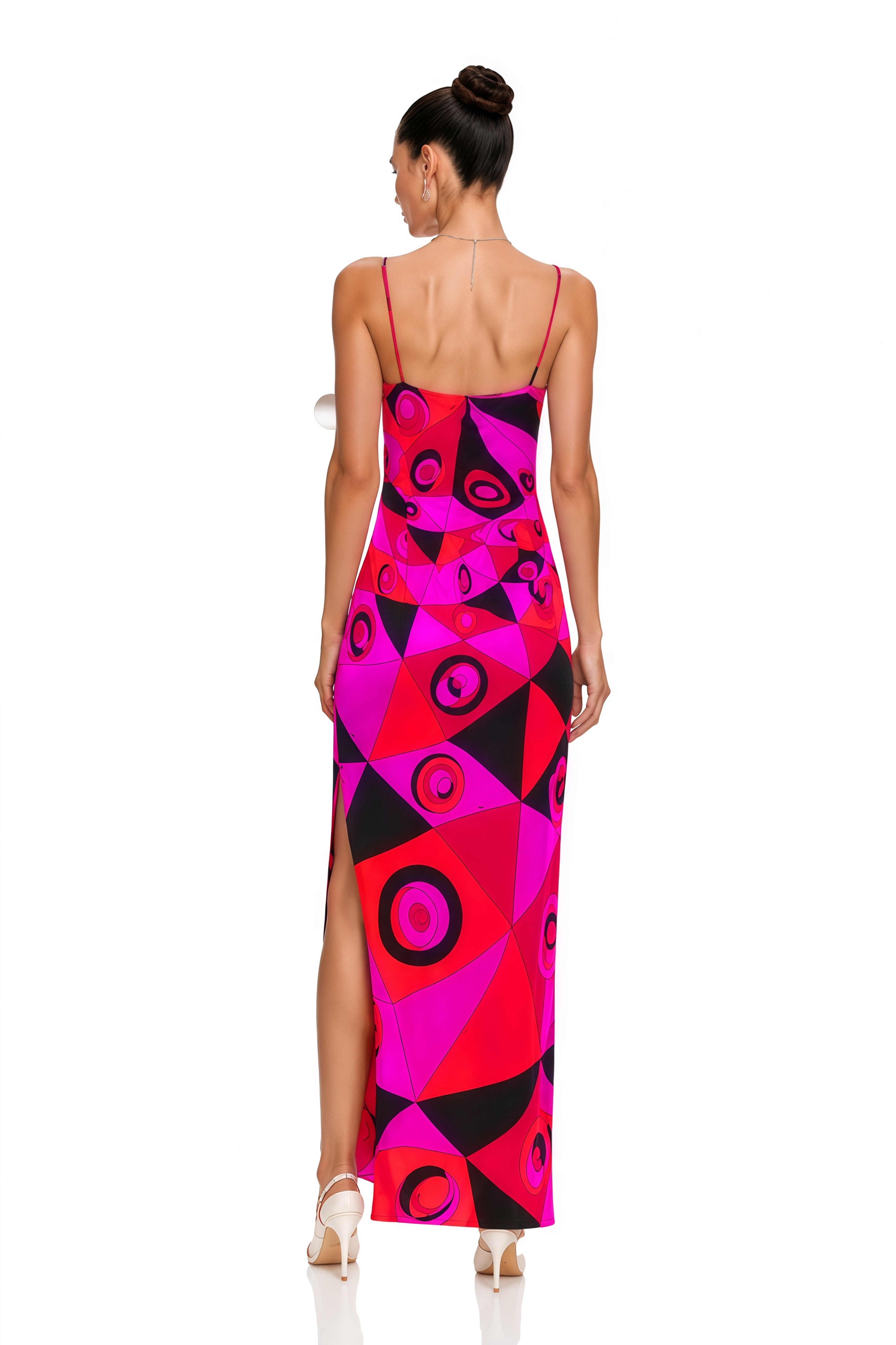 Lucasta Red V-Neck Color Block Maxi Dress
