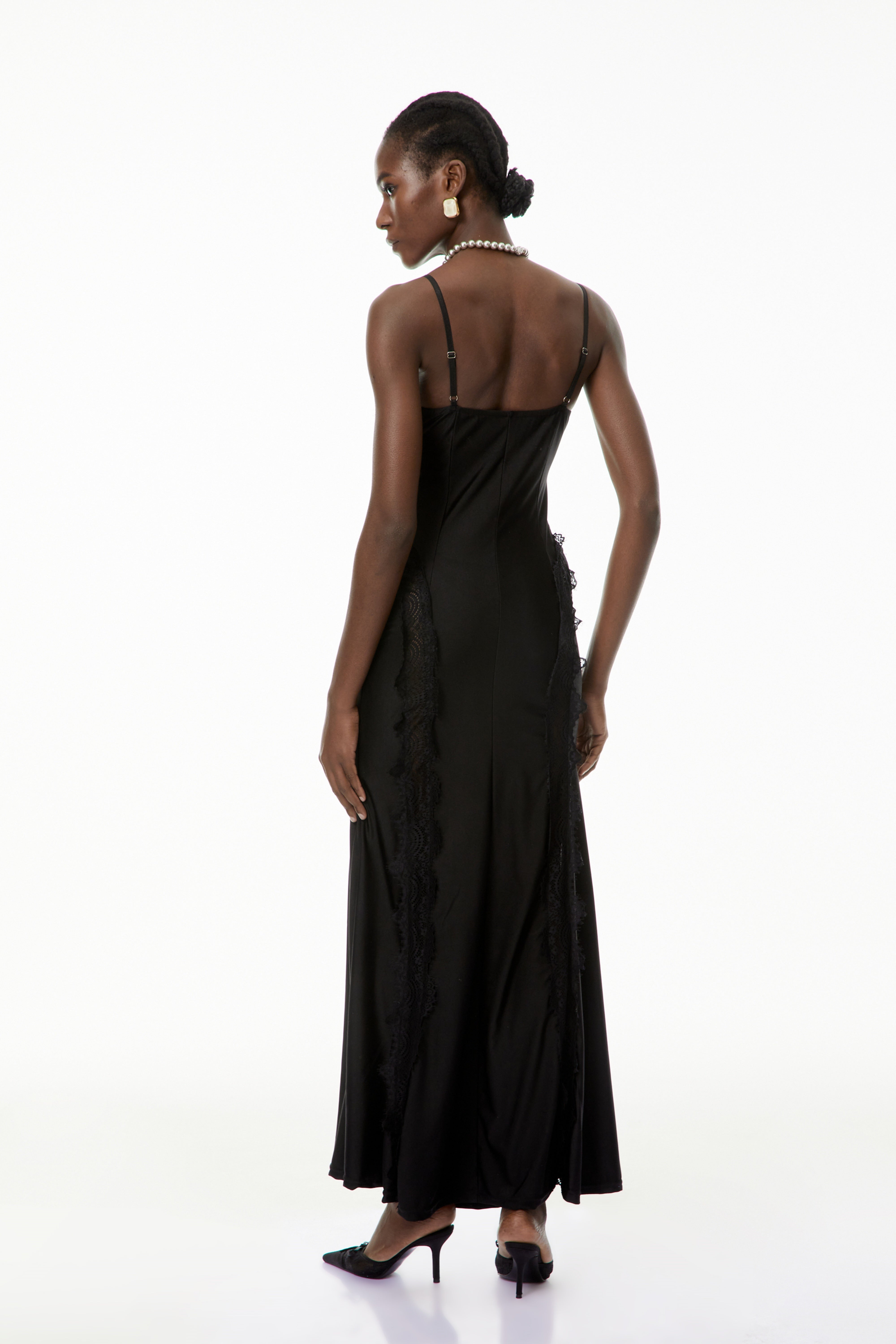 Luminița Black Lace Trim Corset Maxi Dress (Final Sale)