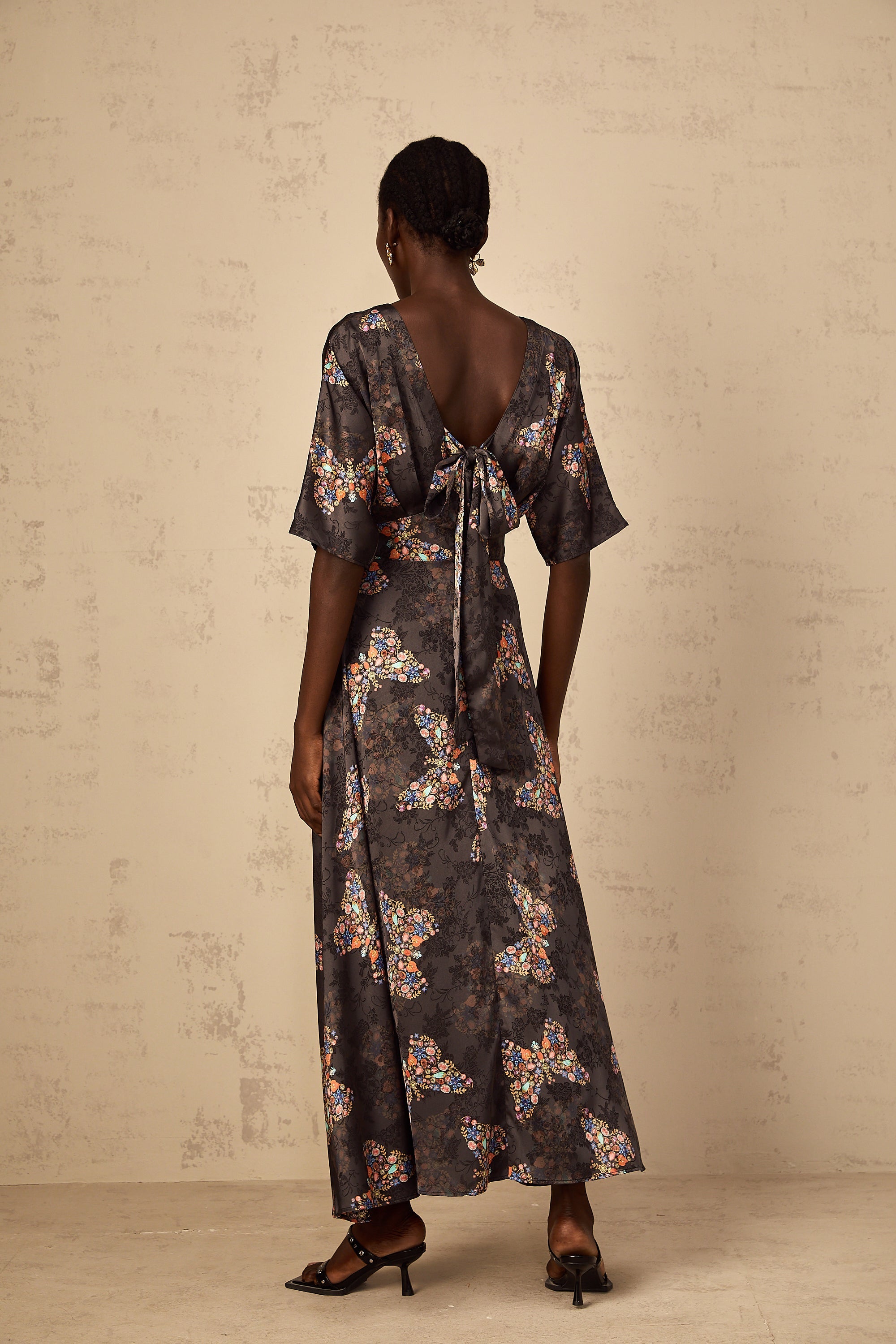 Glannon Black Self-Tie Butterfly Print Maxi Dress (Final Sale-US Only)