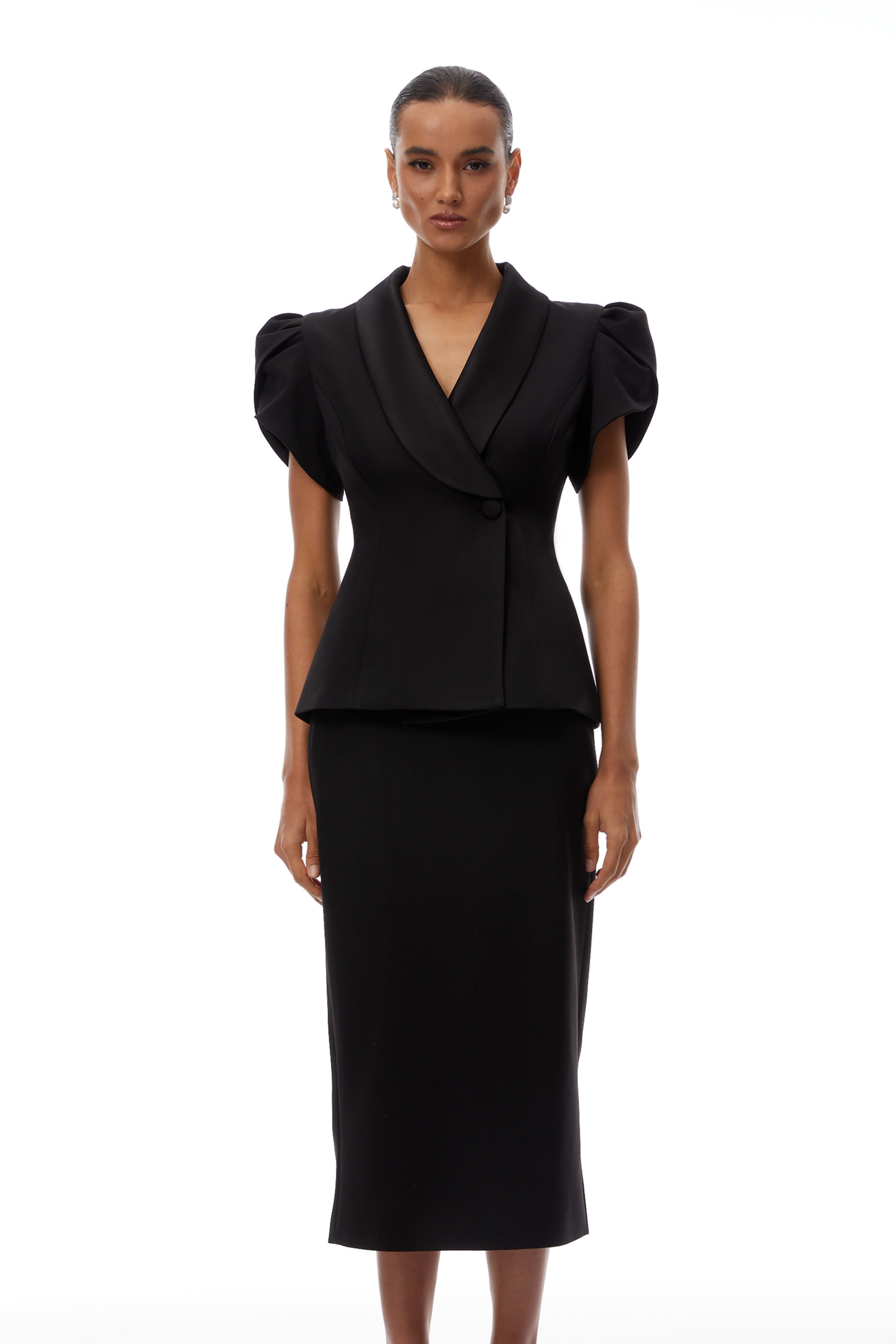 Acharya Black Blouse & Pencil Skirt Set (Final Sale-US Only)