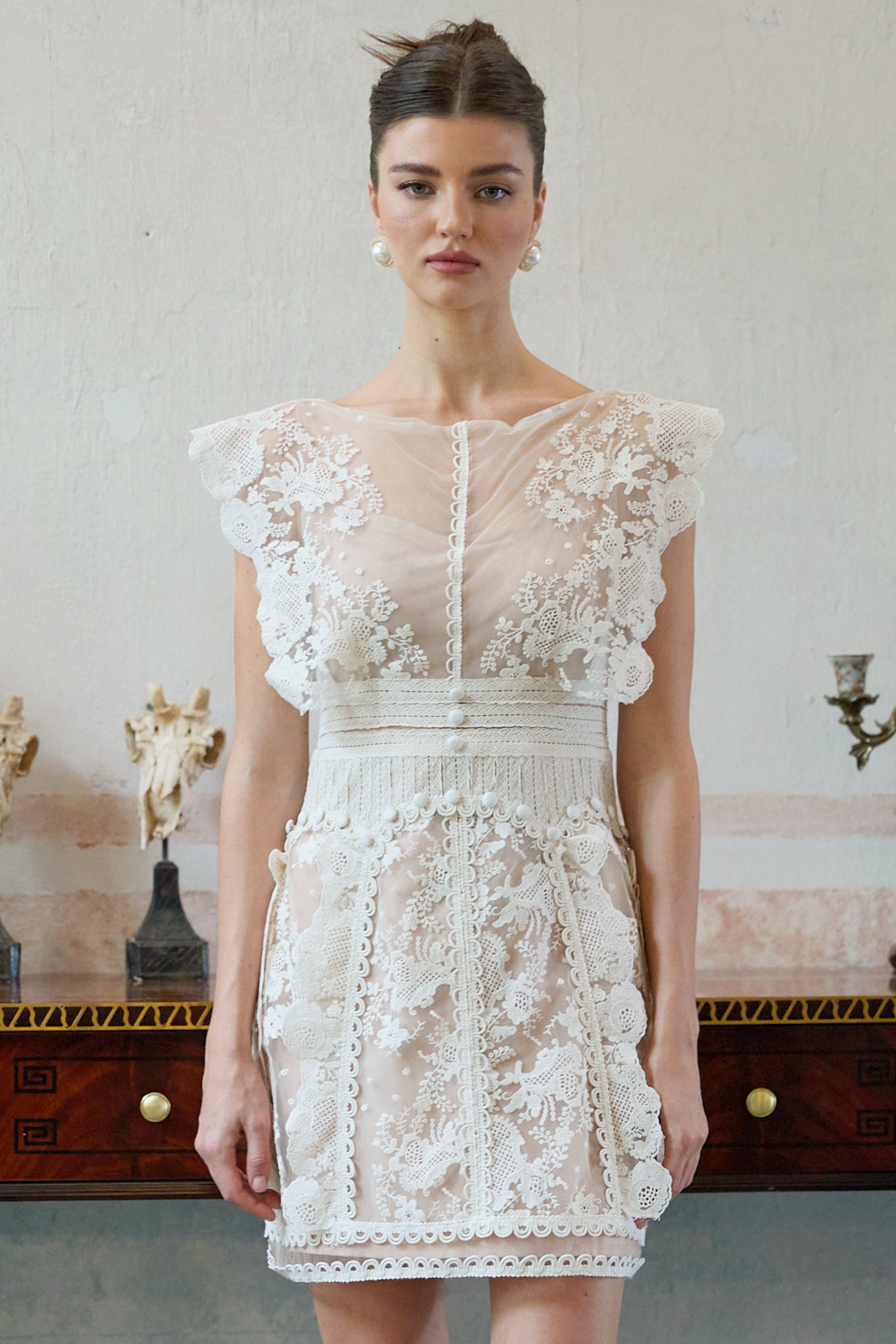 Maïa white floral-embroidered lace mini dress (Final Sale-US Only)