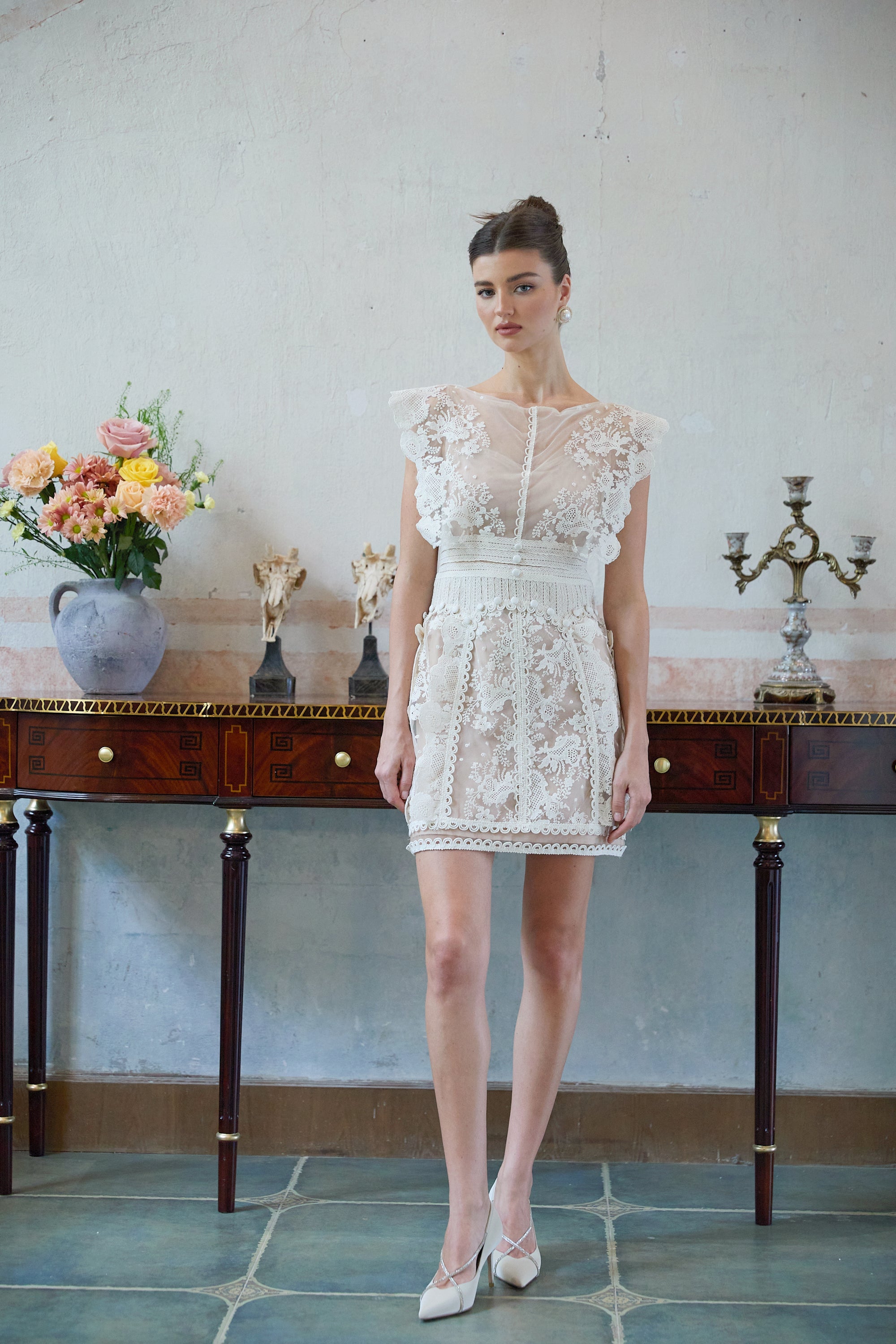Maïa white floral-embroidered lace mini dress (Final Sale-US Only)