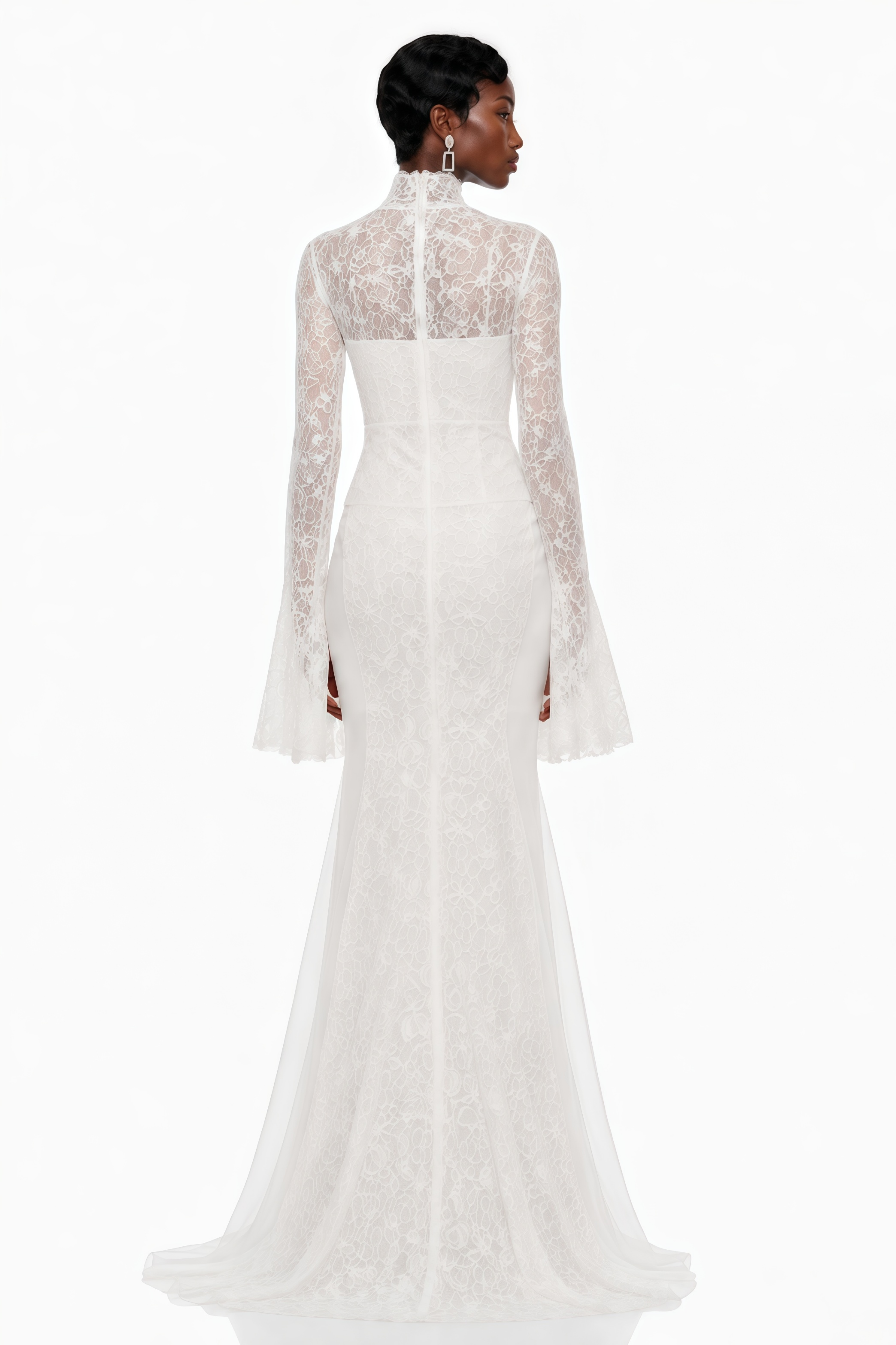 Malgorzata White Cut-Out Maxi Dress with Train