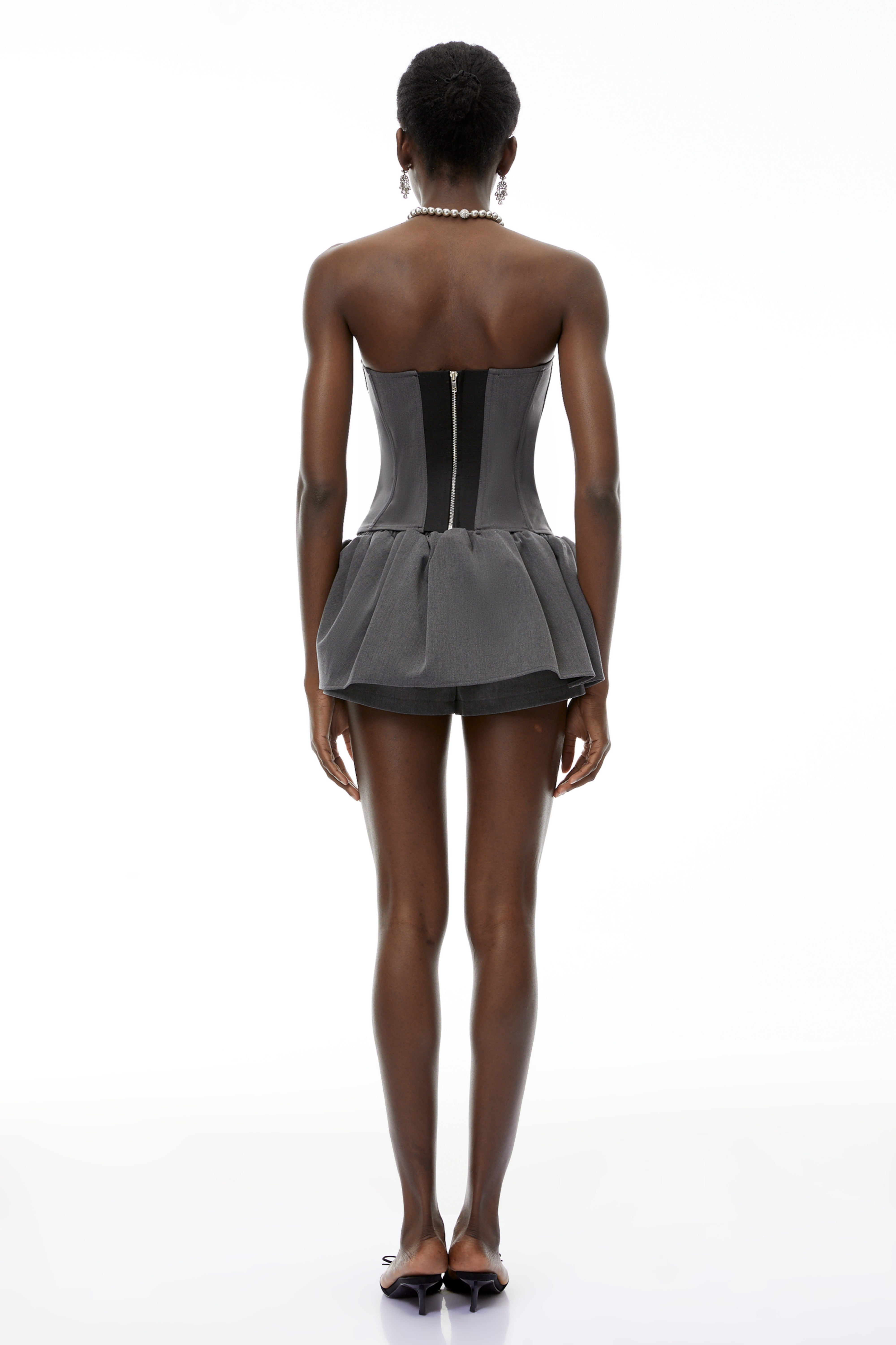 Margaret Grey Sweetheart Neckline Top & Skirt Set (Final Sale)