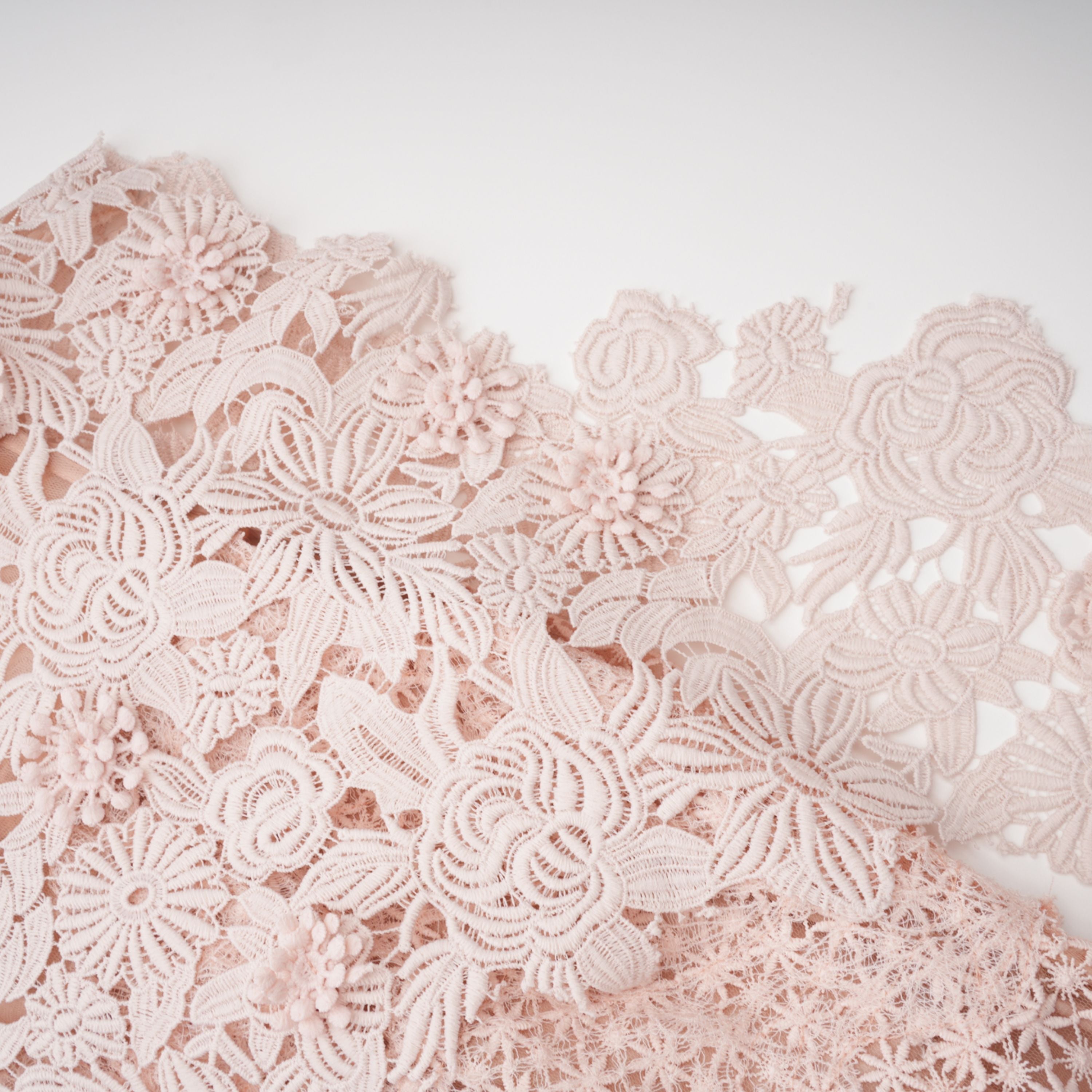 Margaret Light Pink Floral Crochet Midi Dress (Final Sale-US Only)