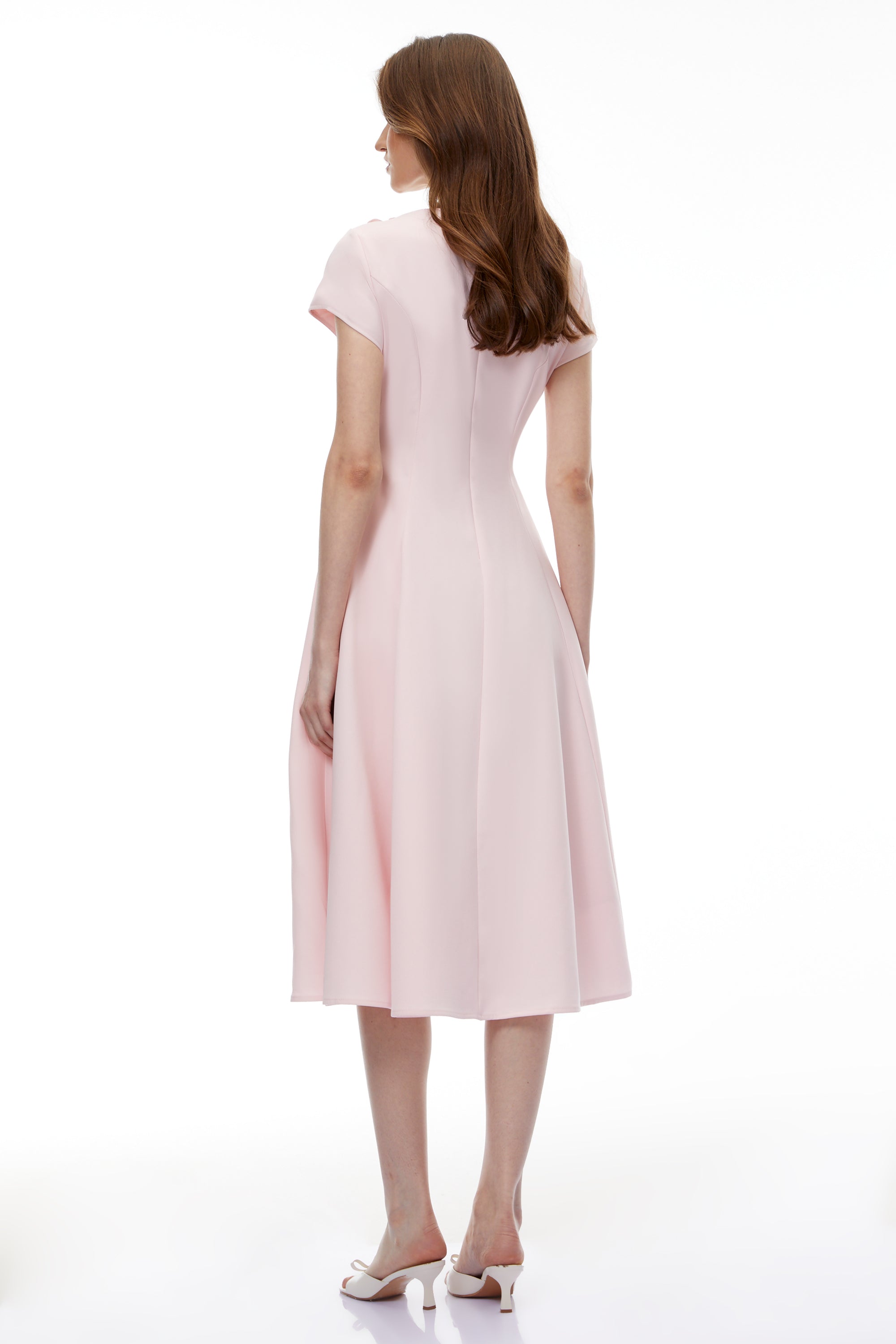Marley Pink Pleated Midi Dress with 3D Petals (Final Sale-US Only)