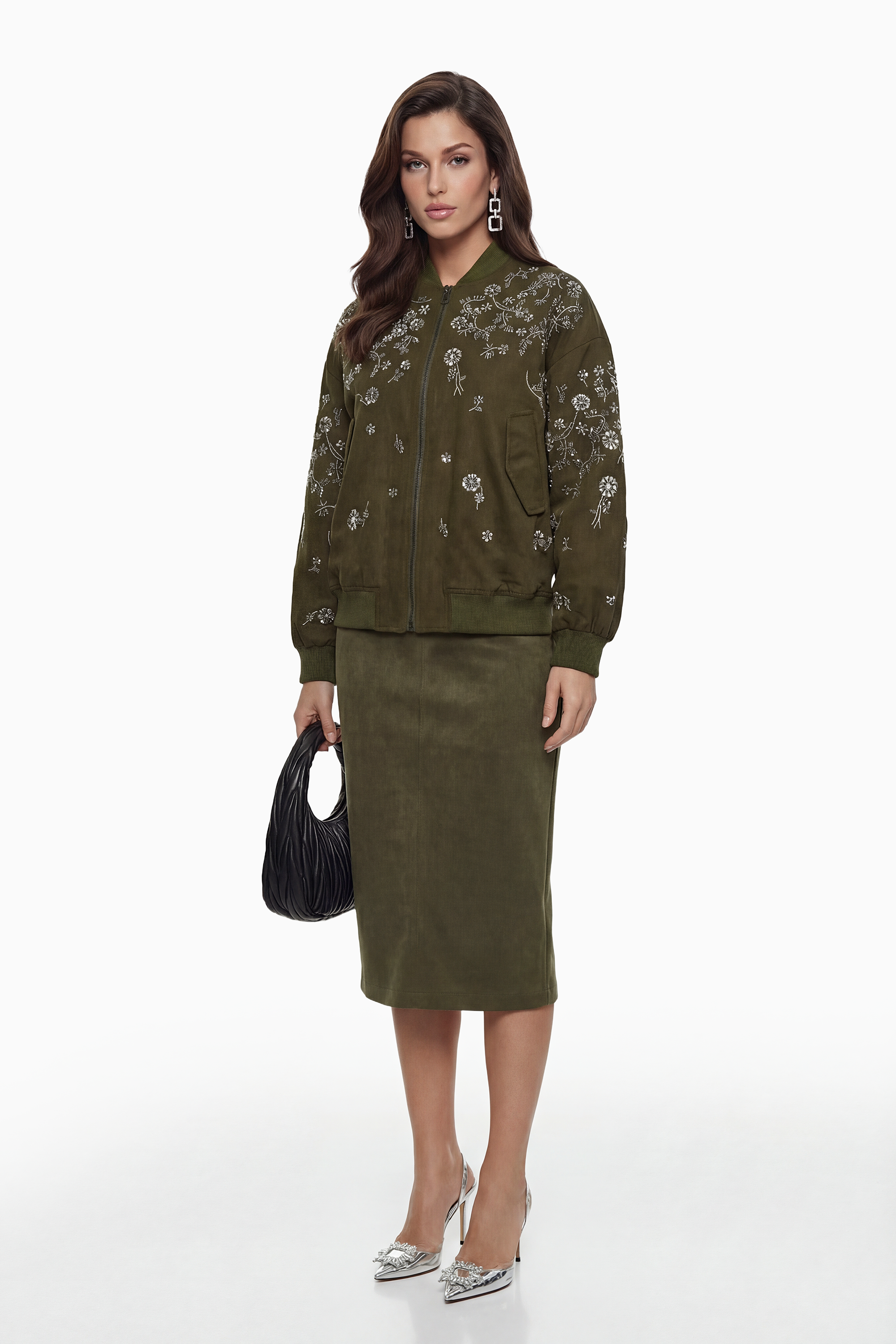 Nicole Green Jacket with Floral Embroidered (Final Sale-US Only)