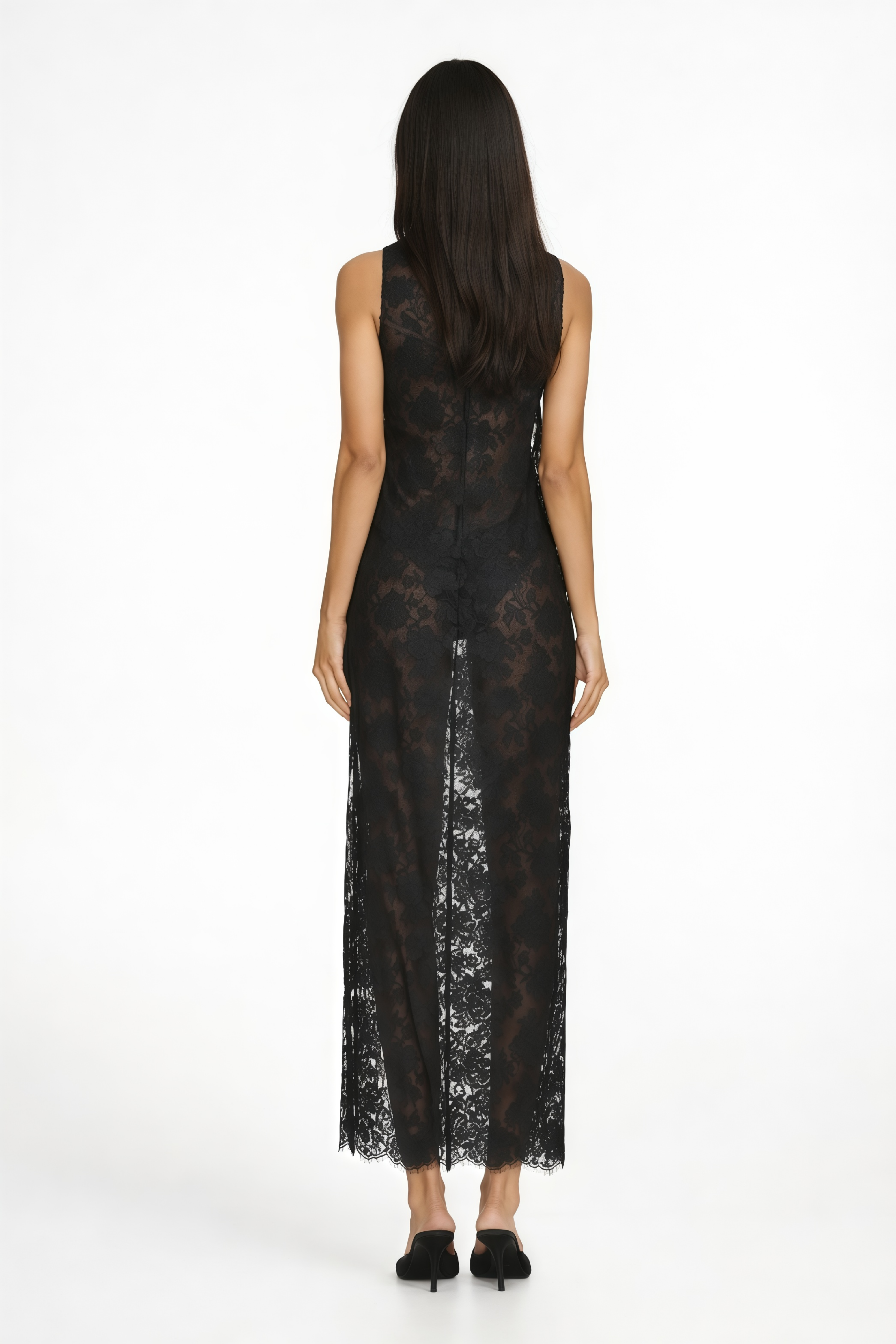 High Slit Lace Maxi Dress
