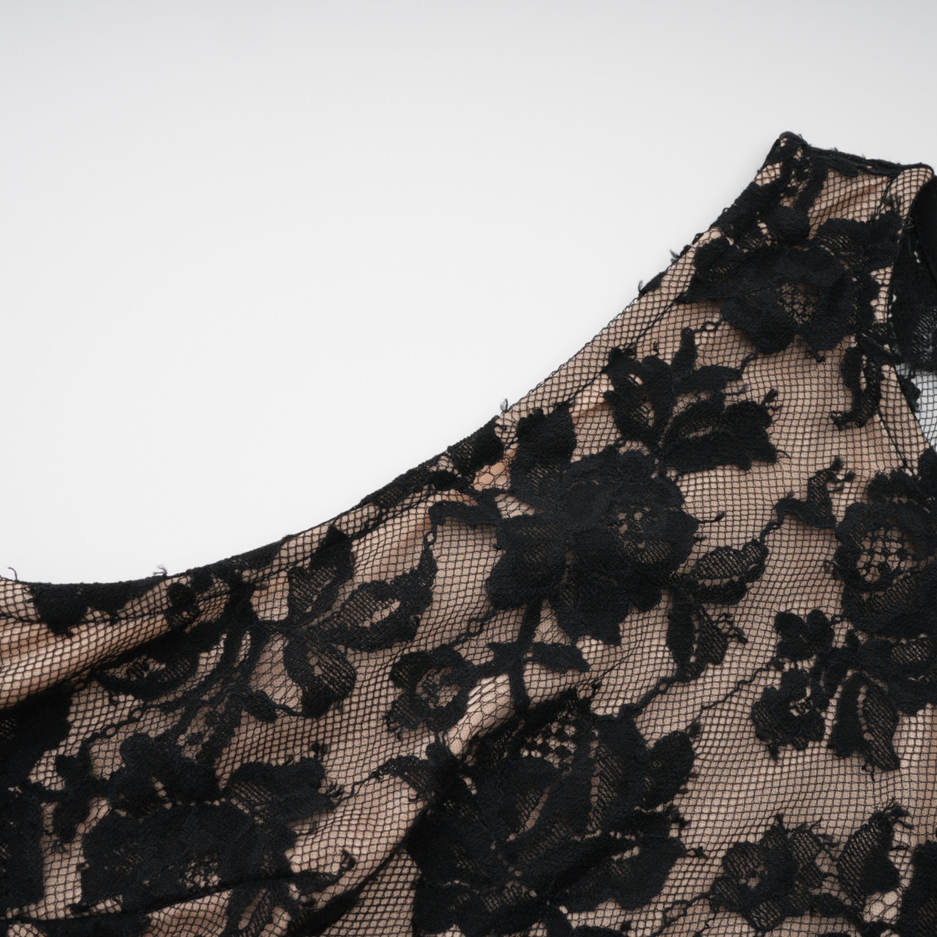 Olesya Black Semi Sheer Lace Maxi Dress (Final Sale-US Only)