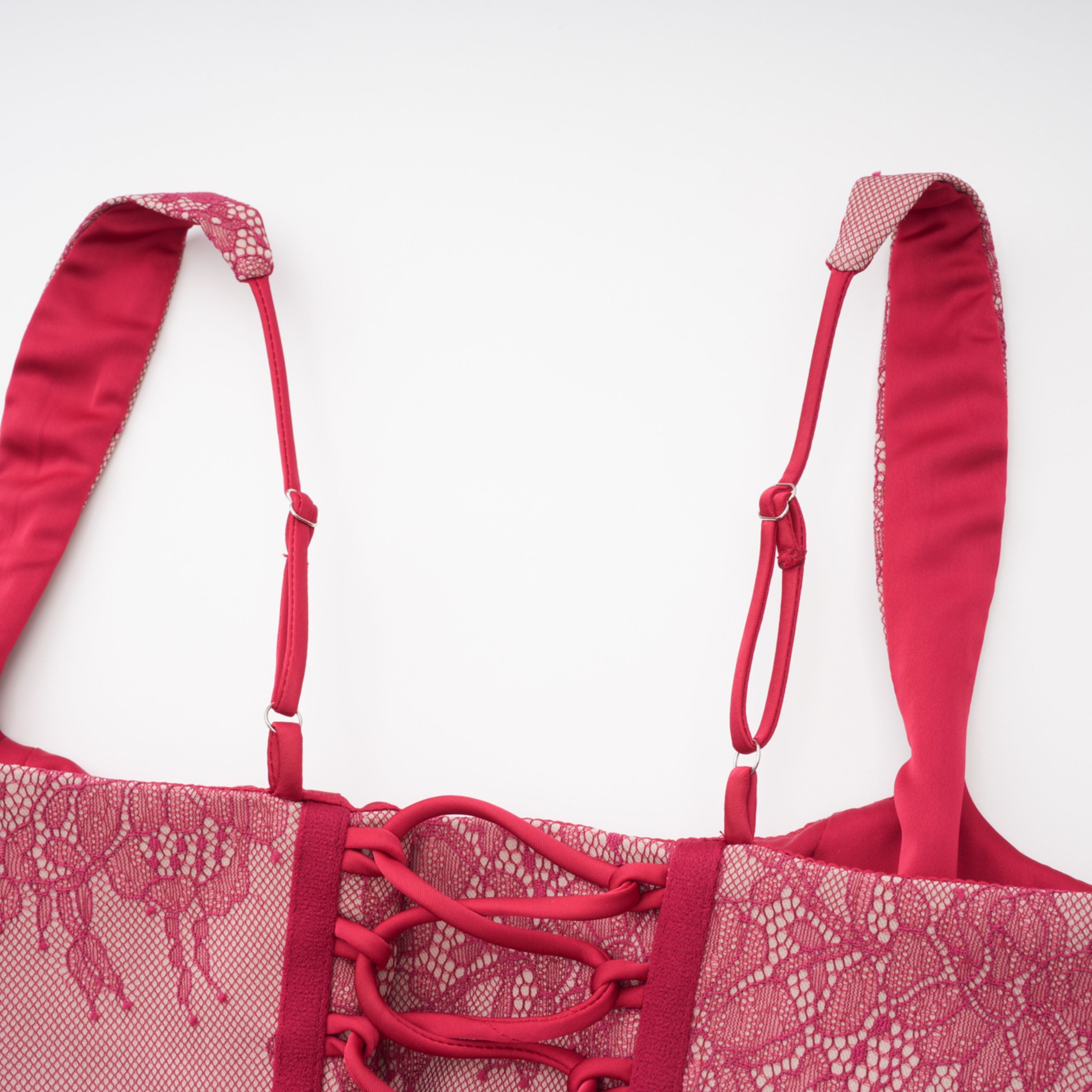 Olesya Red Lace Top & Ruched Skirt Set (Final Sale)