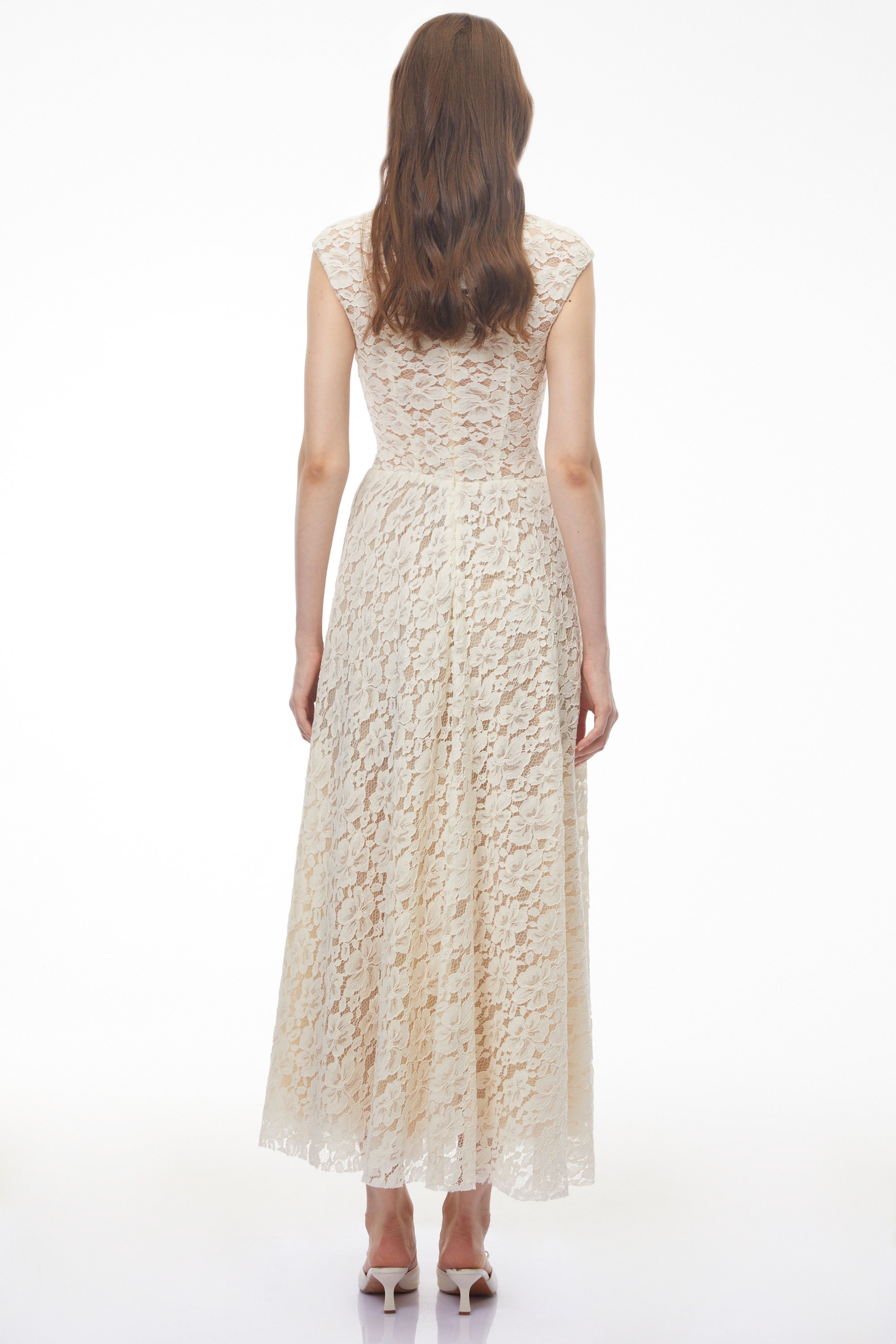 Oliana Ivory Lace Maxi Gown with Cap Sleeves (Final Sale)