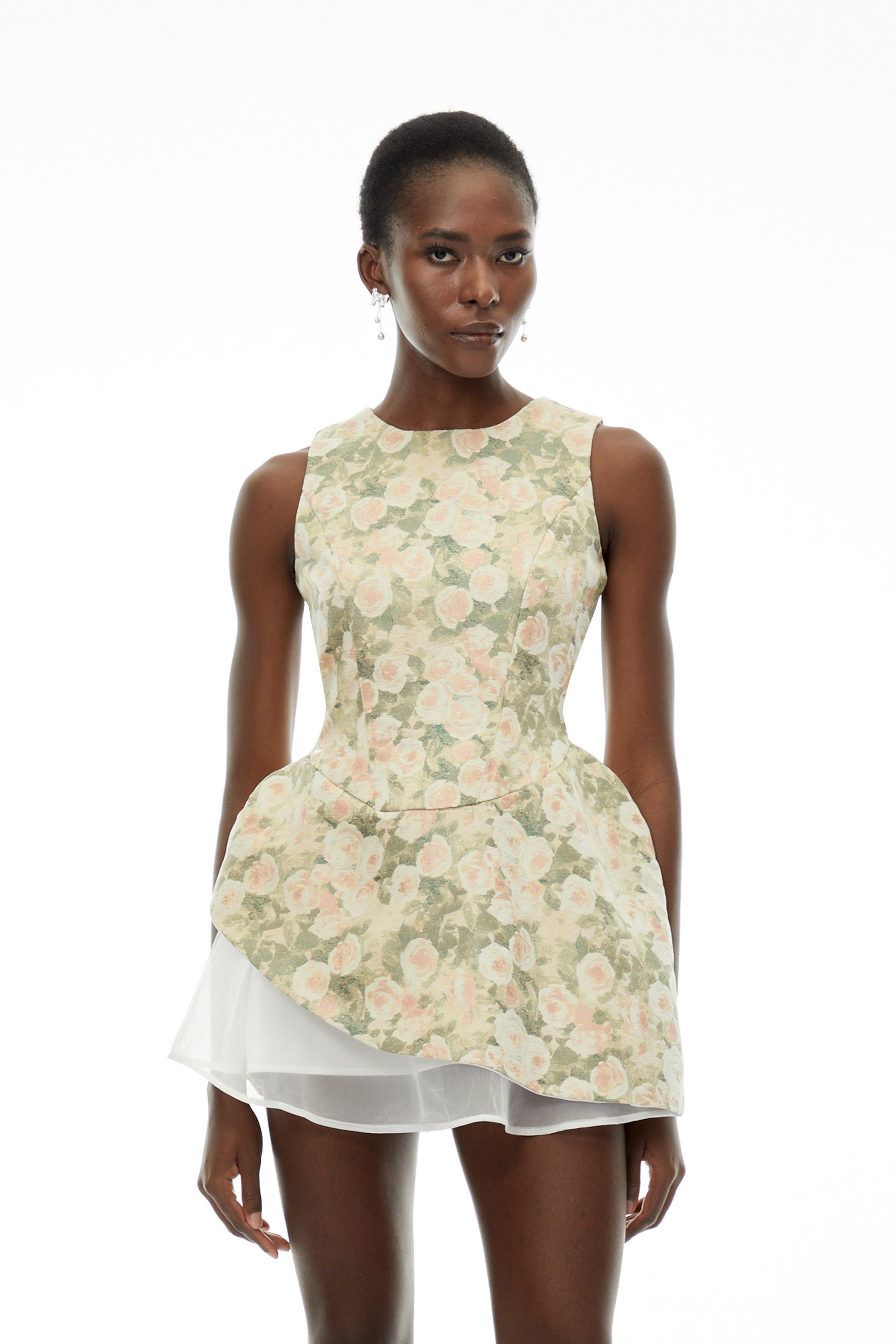 Olympia Green Sleeveless Floral Print Mini Dress (Final Sale-US Only)