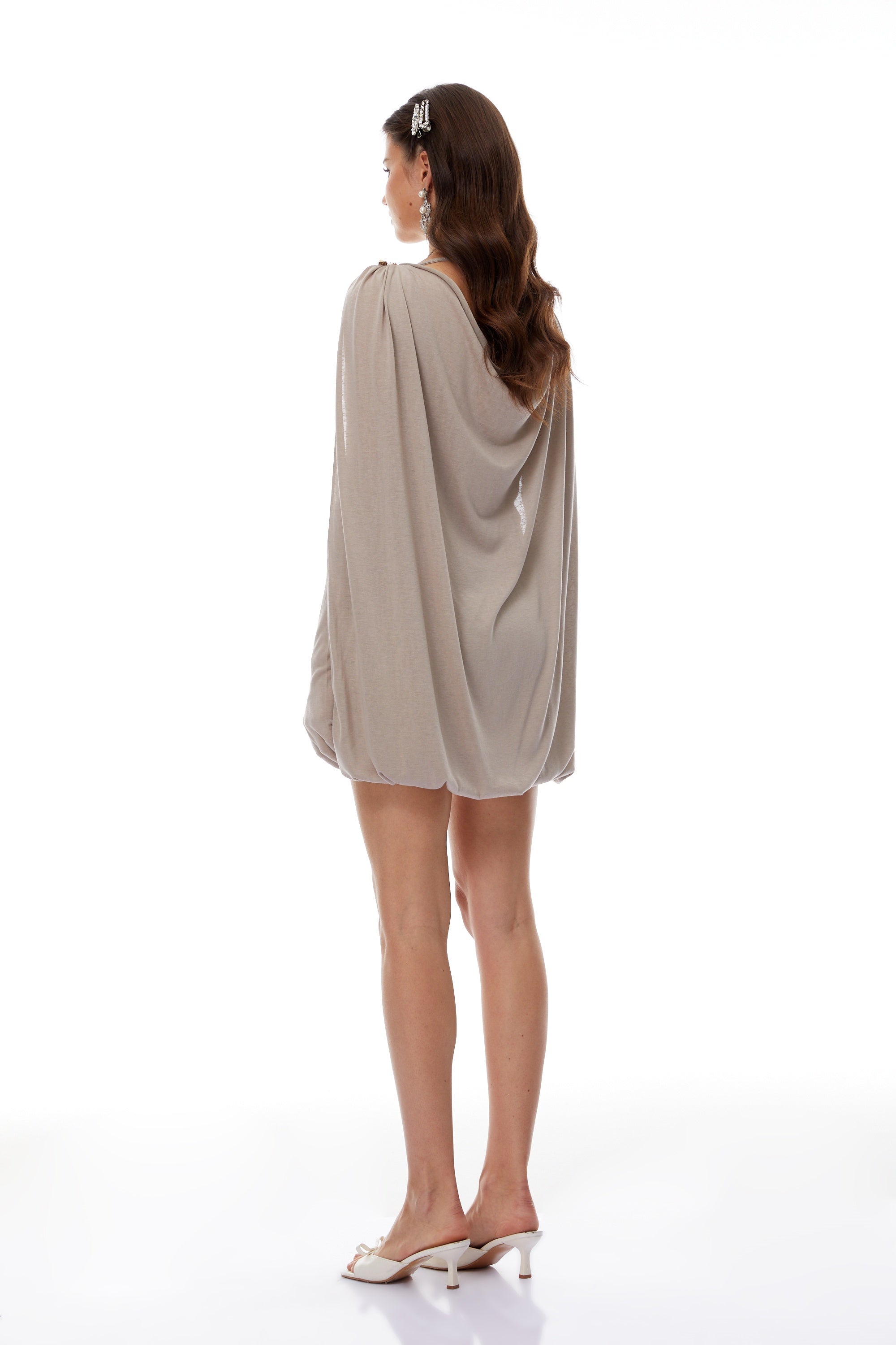 Paulina Grey Embellished Ruched Mini Dress (Final Sale)