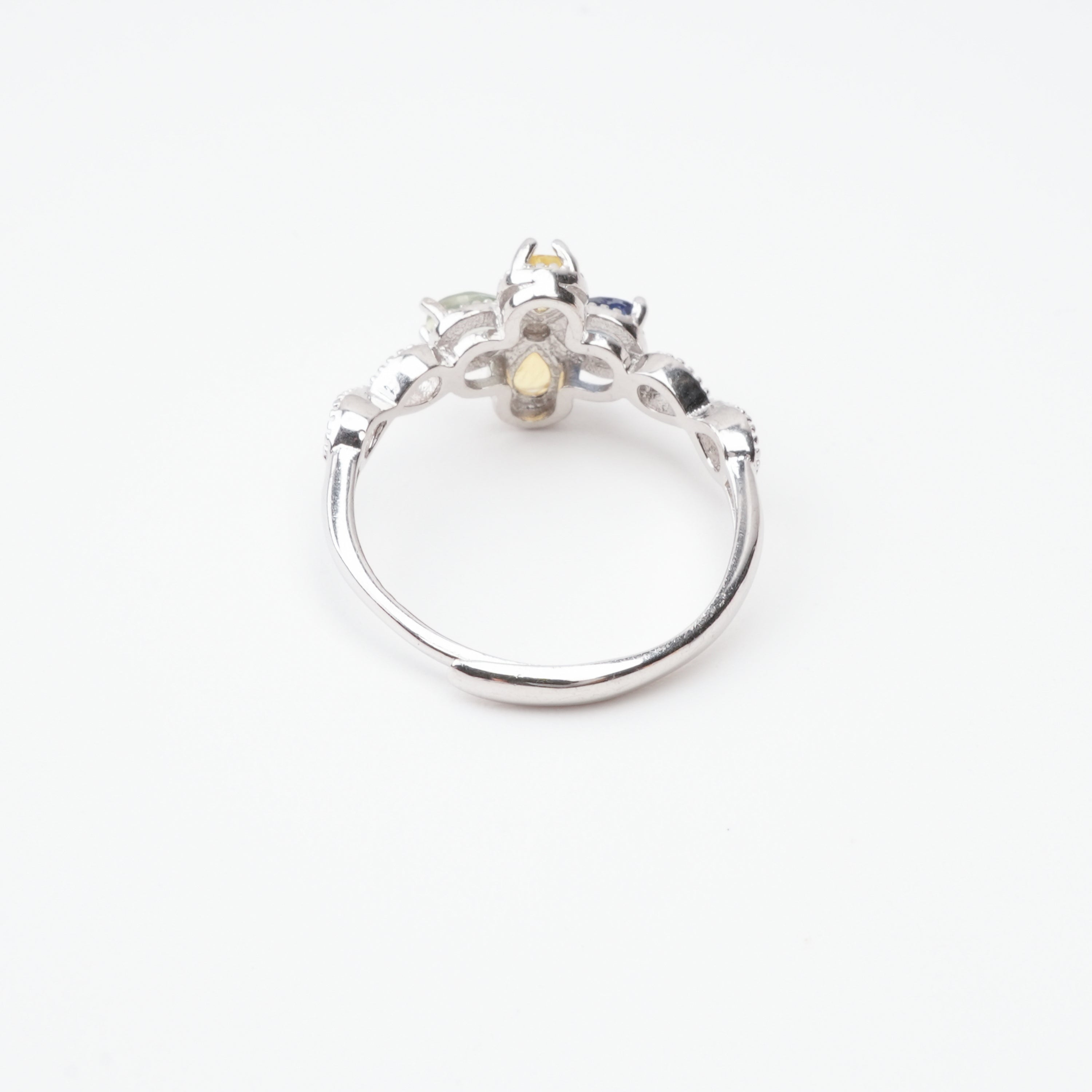 Perrine Multicolor Pear Cut Clover Sterling Silver Ring