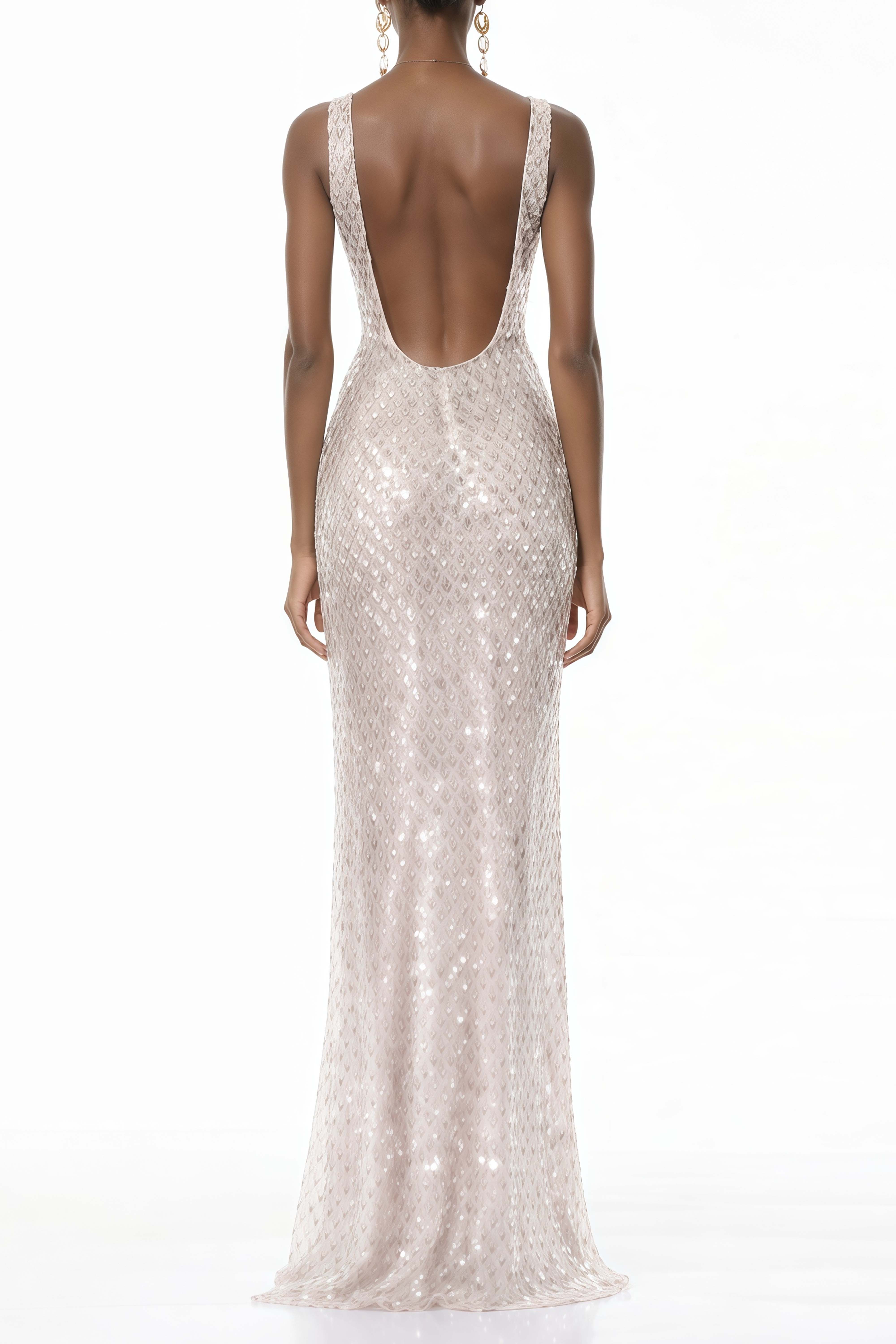Raelynn White Deep V-Neck Bodycon Maxi Dress (Final Sale-US Only)