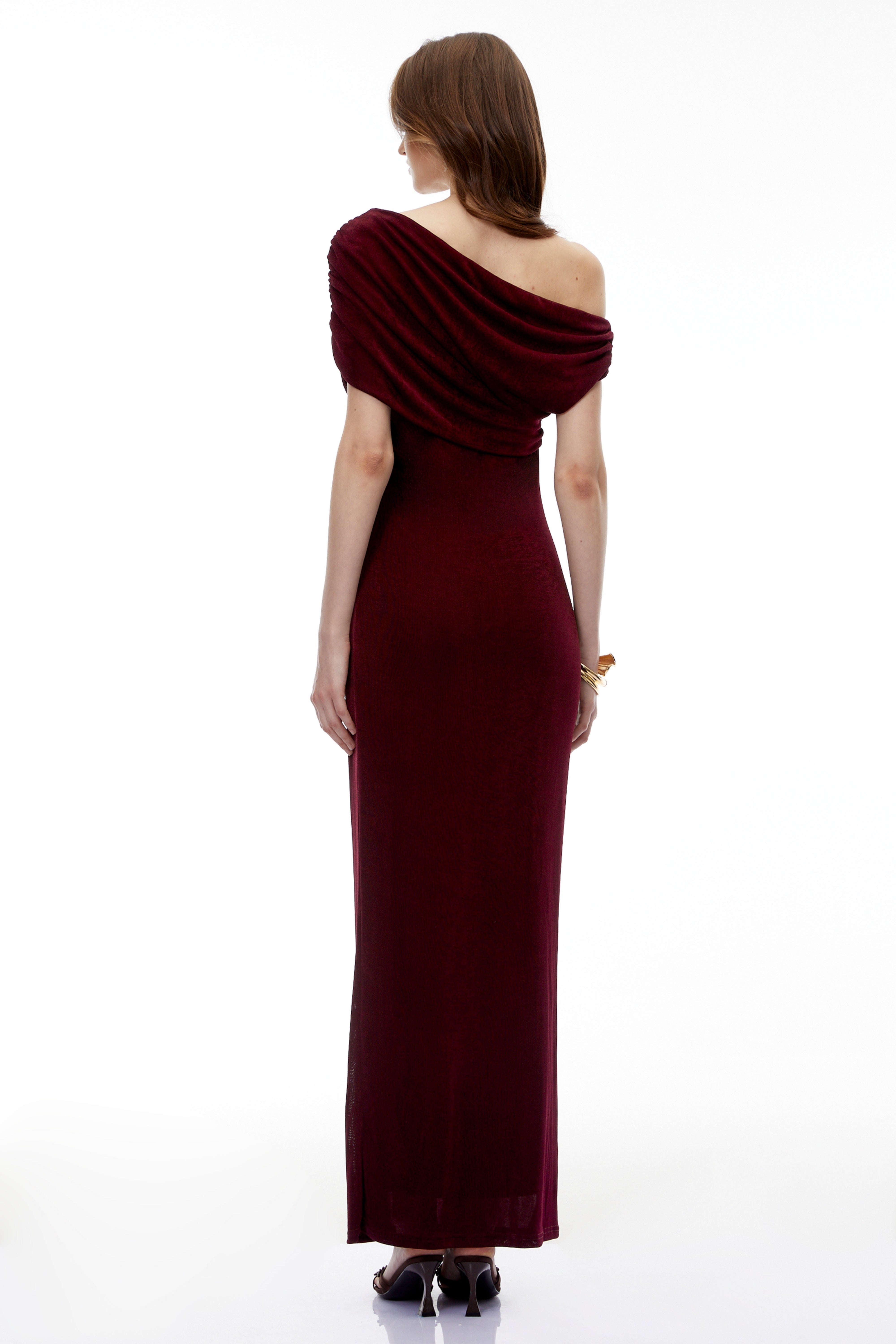 Romilda Red One Shoulder Ruched Maxi Dress (Final Sale-US Only)