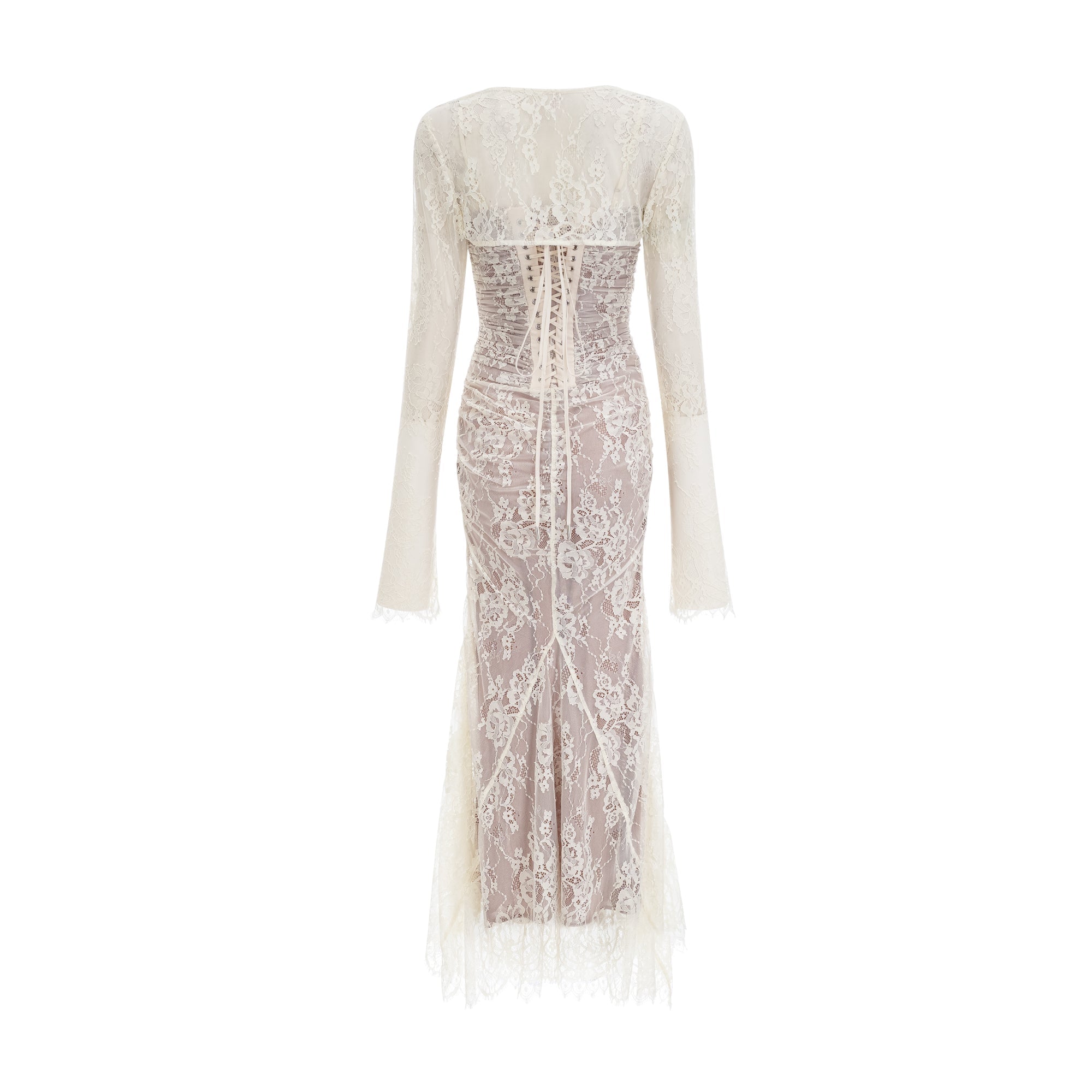 Valérie white floral lace mesh maxi dress (Final Sale)