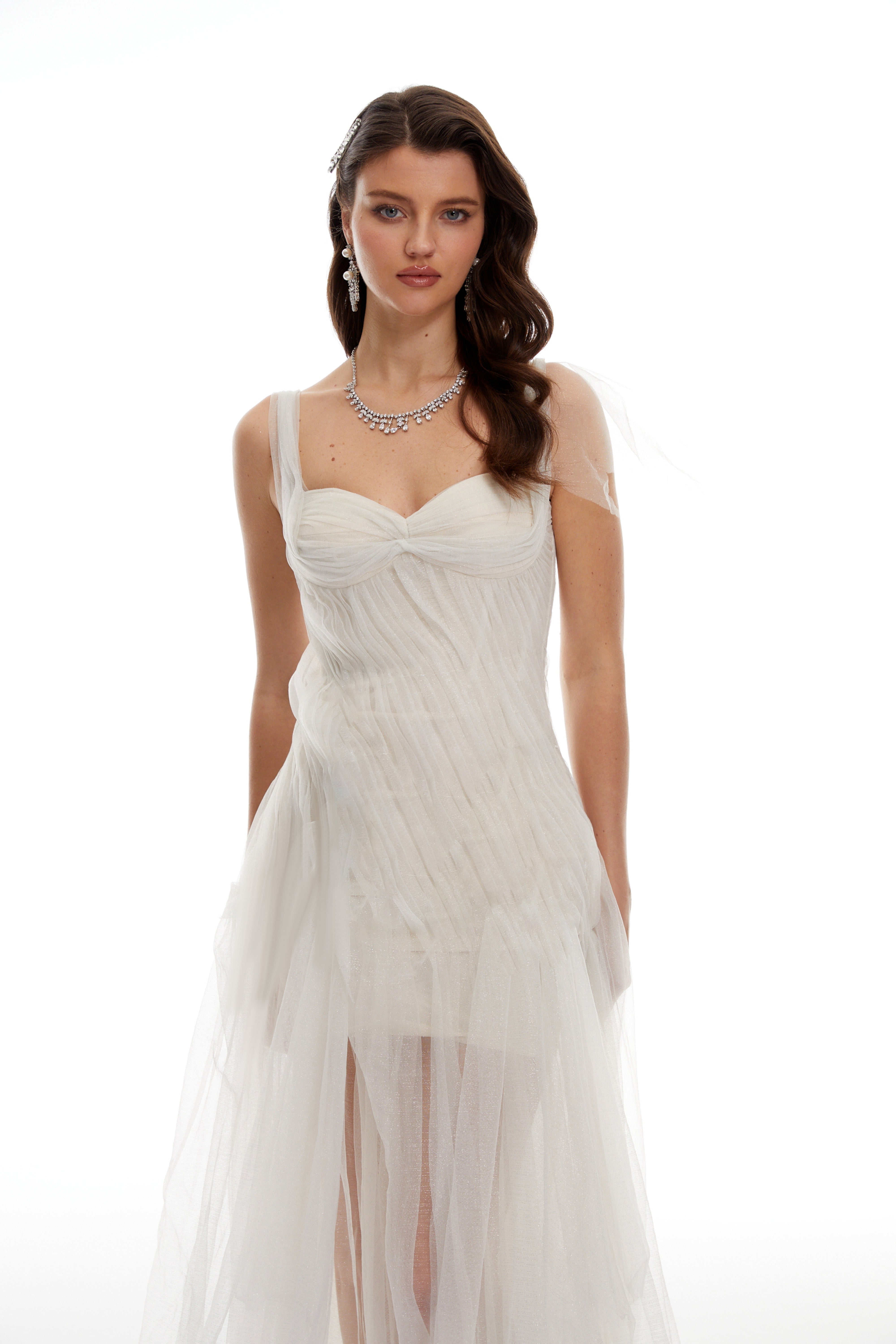 Scarlett White Tulle Corset Maxi Dress