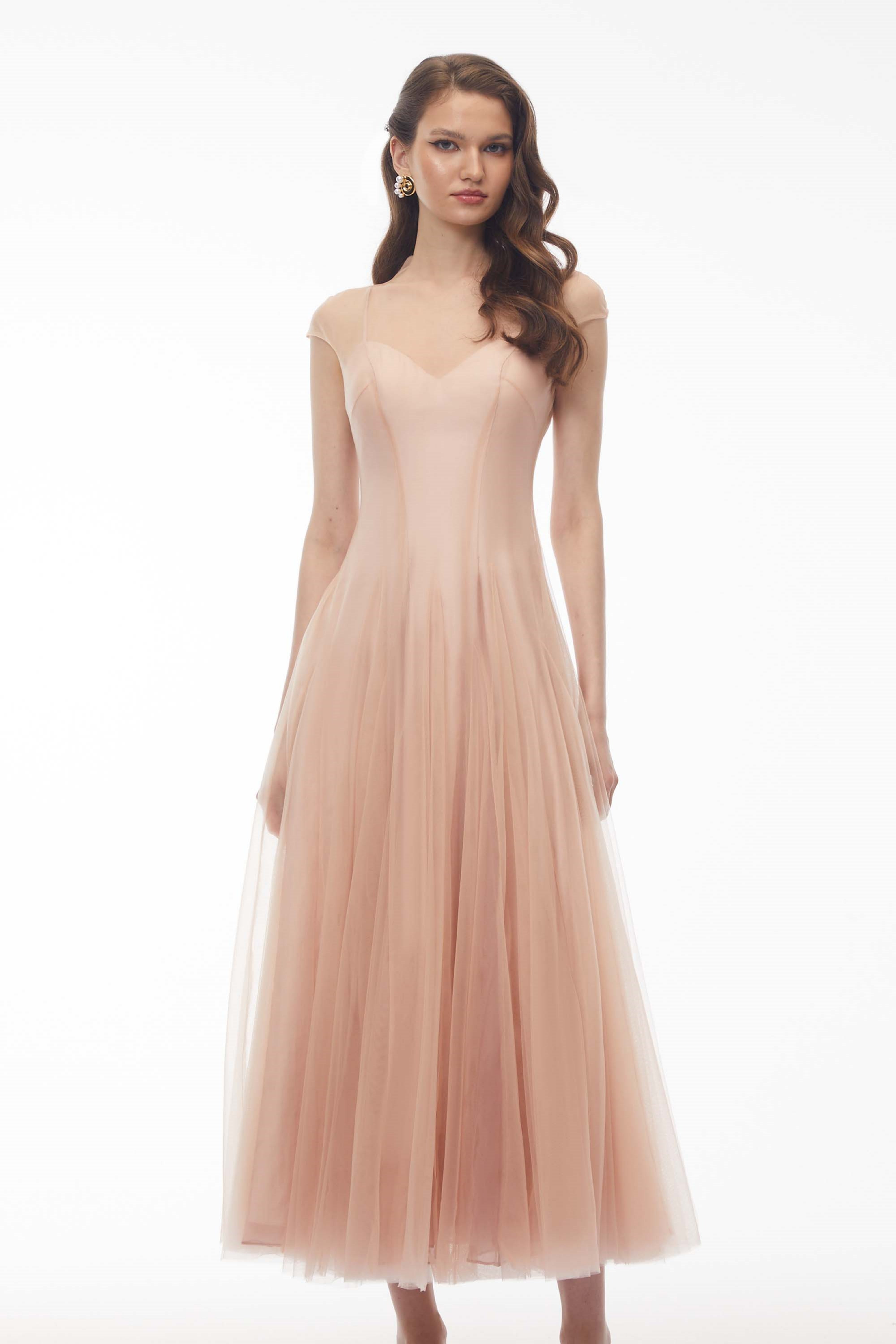 Simin Pink Semi-Sheer Tulle Maxi Dress (Final Sale)