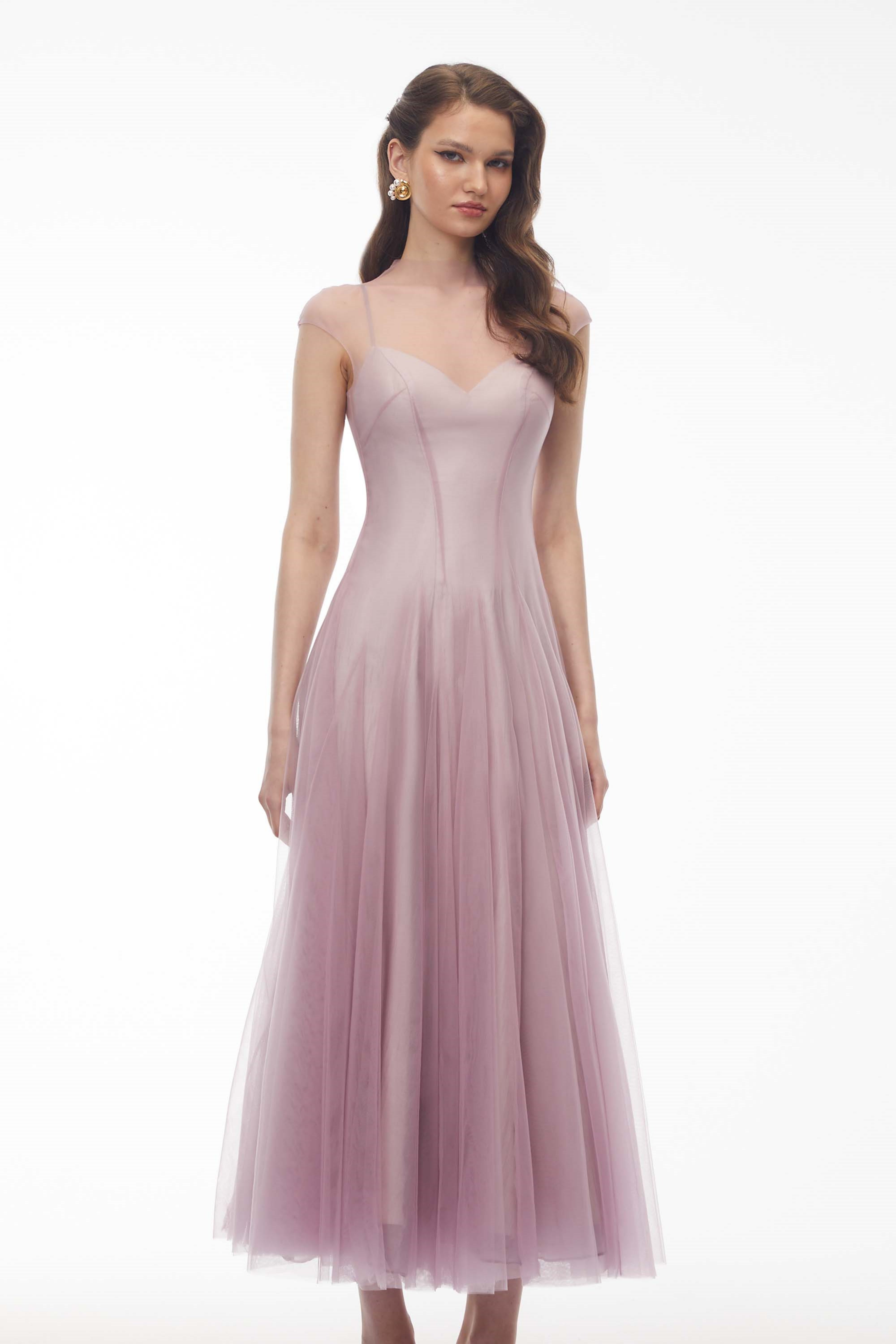 Simin Purple Semi-Sheer Tulle Maxi Dress (Final Sale-US Only)