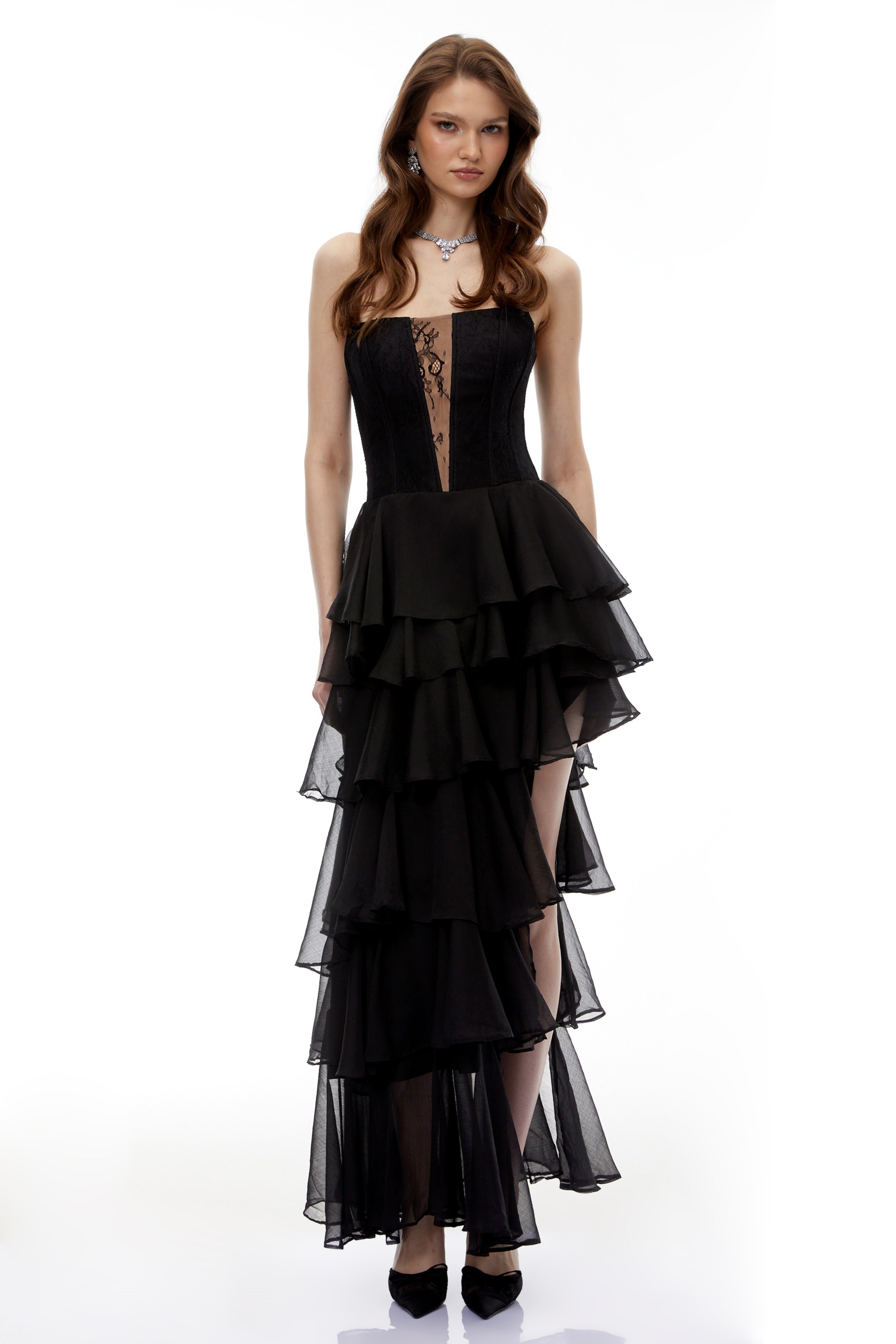 Simone Black Tulle Maxi Dress with Cut-Outs (Final Sale)
