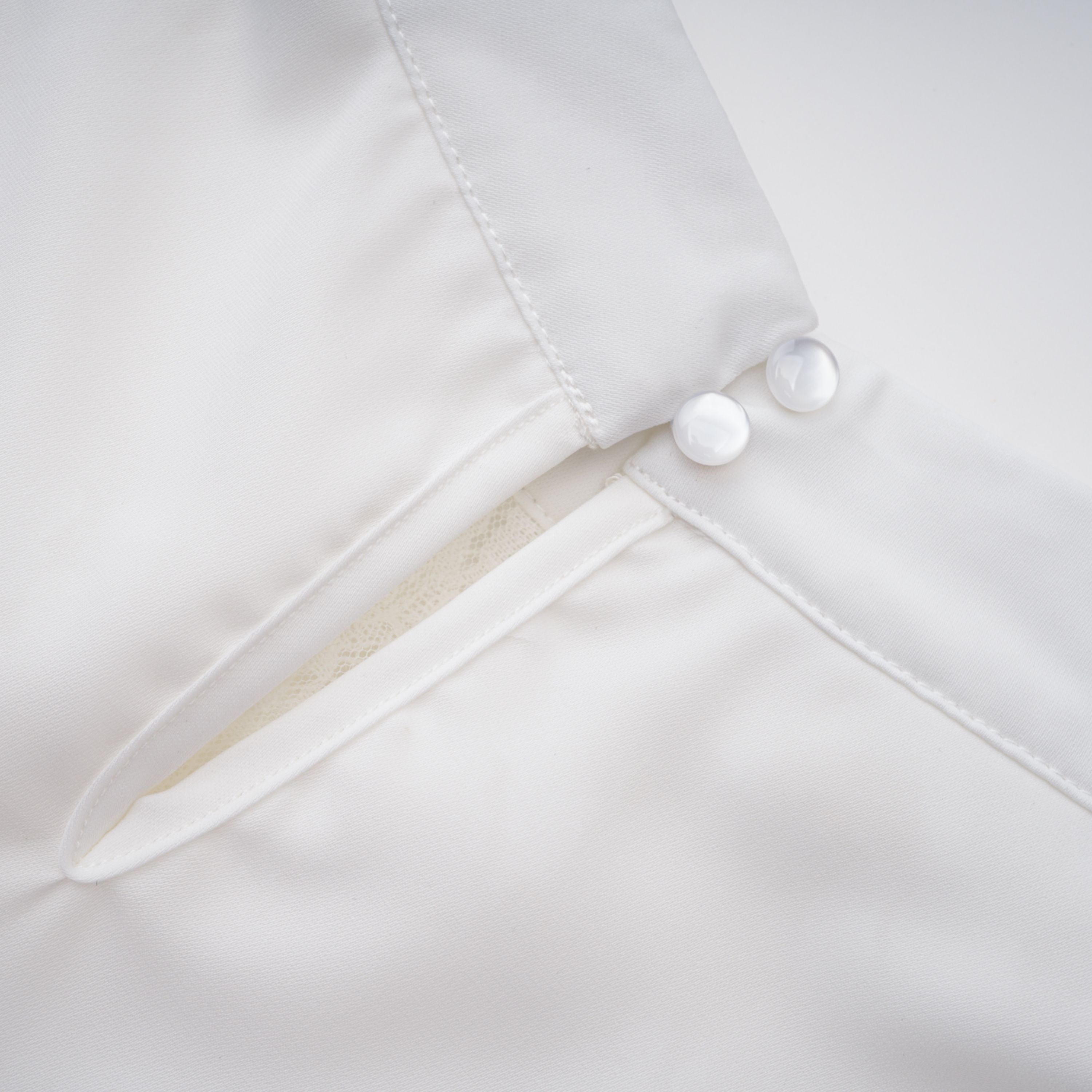 Siosi White Ruched Top & Skirt Set with Lace Trim