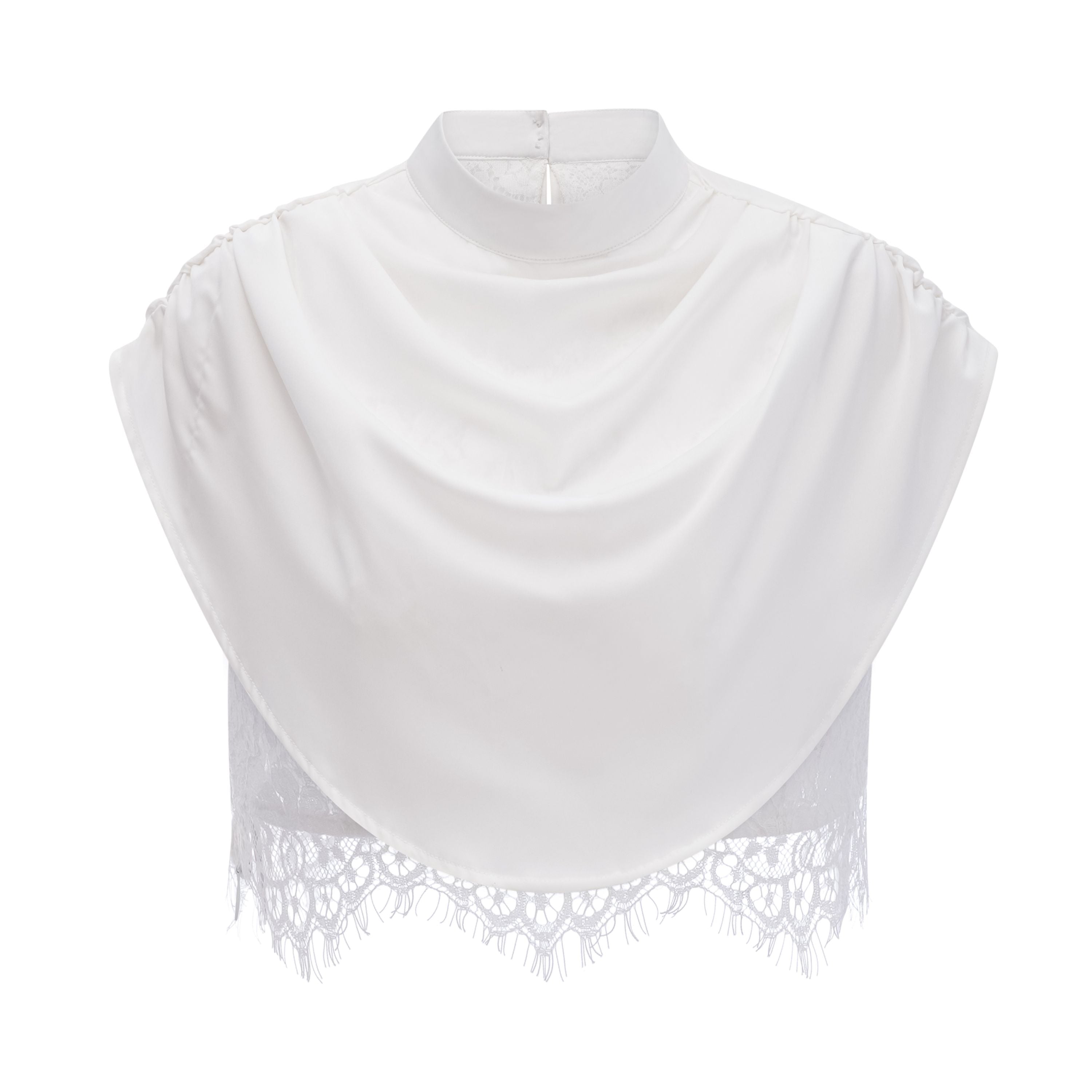 Siosi White Ruched Top & Skirt Set with Lace Trim