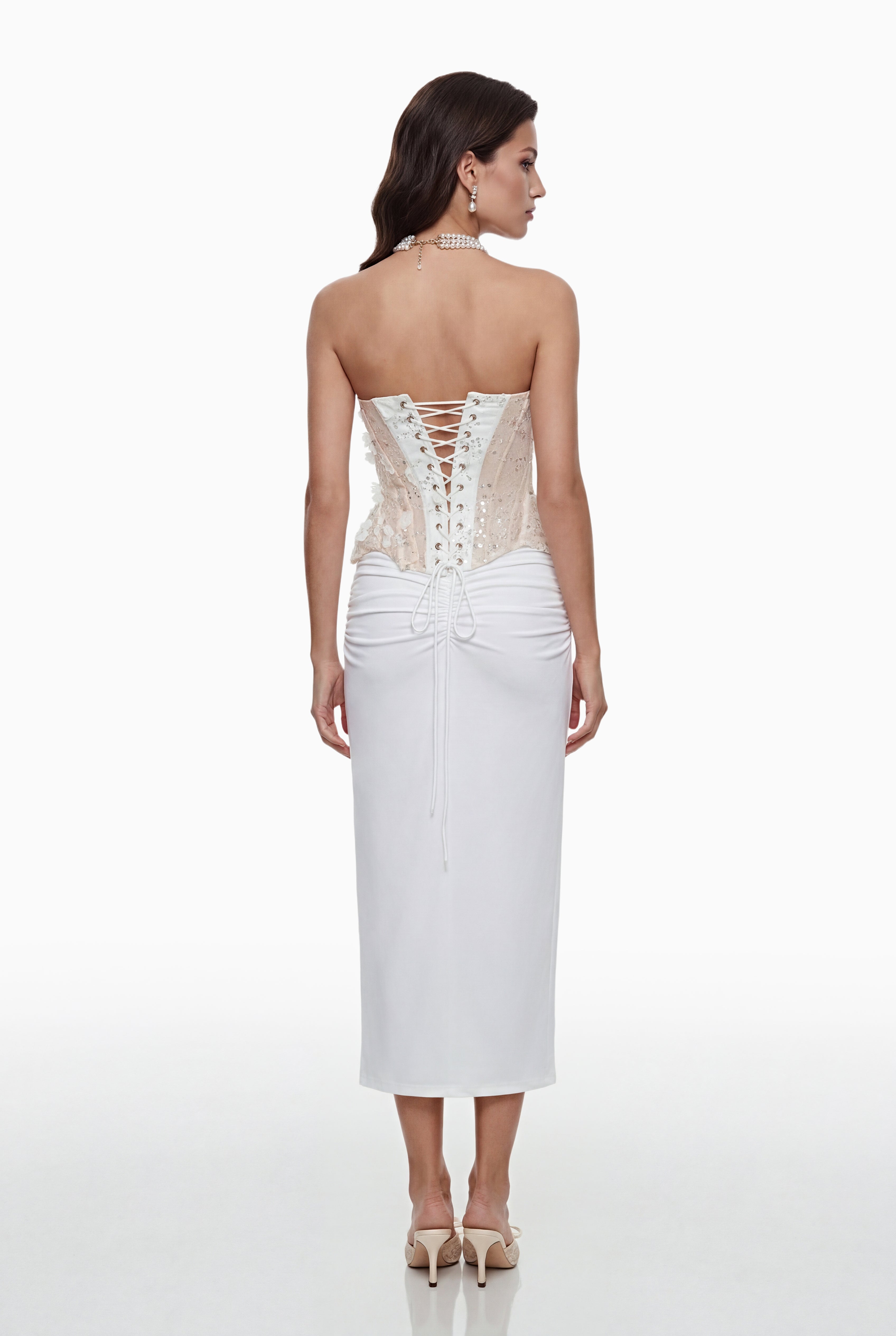 Sisanda White Top & Skirt Set with 3D Petals (Final Sale)