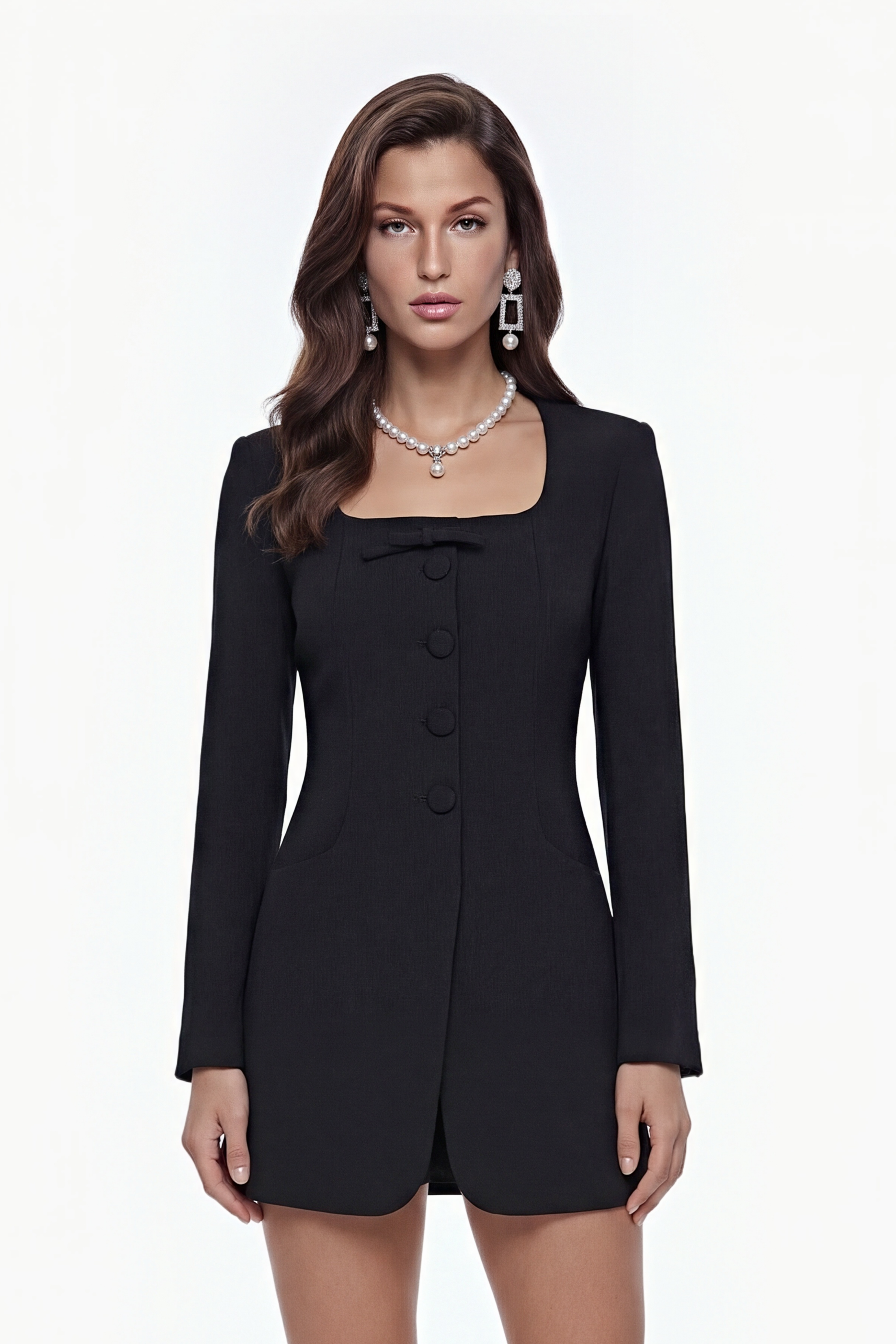 Sonny Black Mini Dress with Bow Detail (Final Sale)