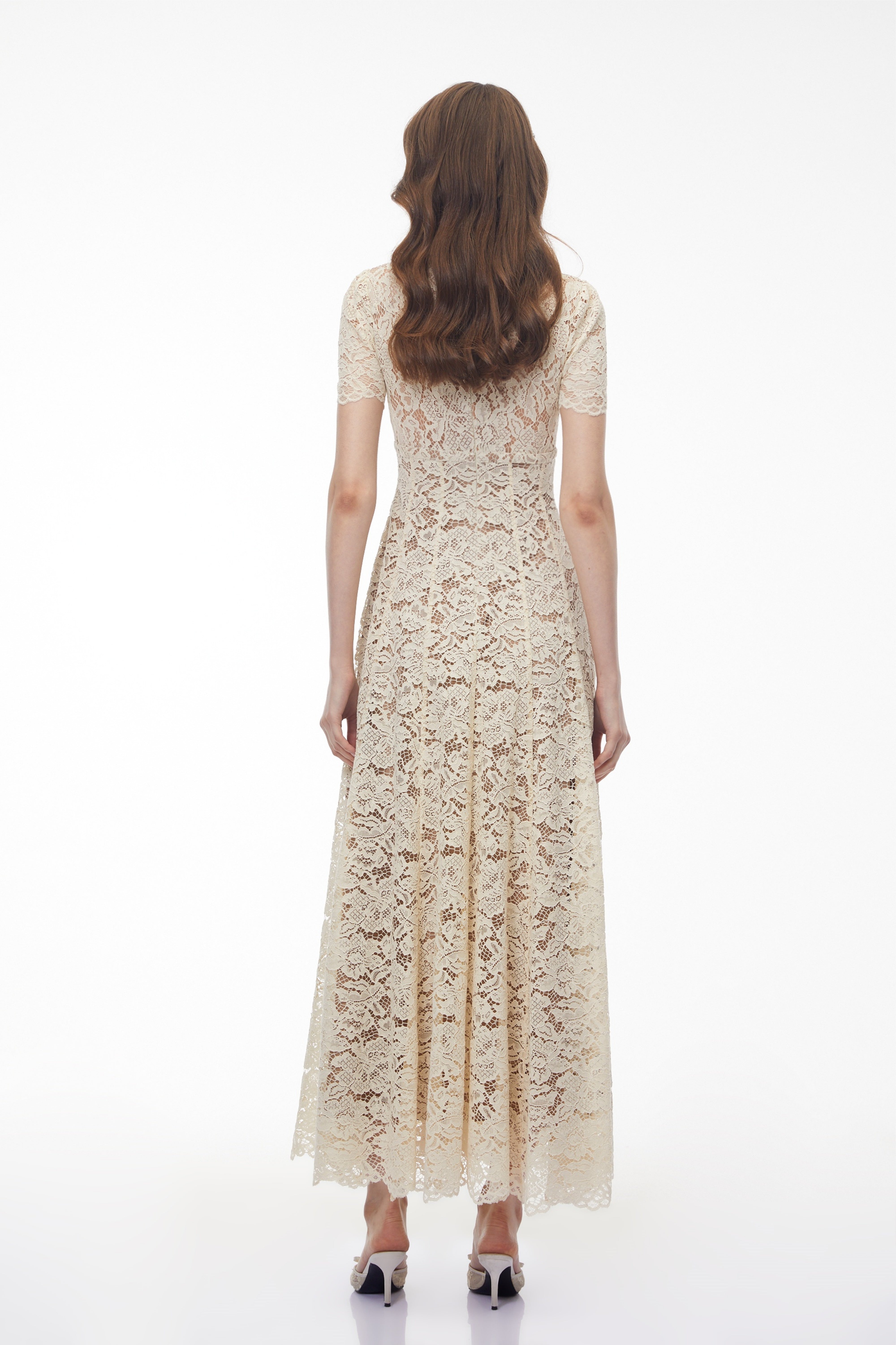 Sophie Cream Plunge Neck Floral Lace Maxi Dress (Final Sale-US Only)