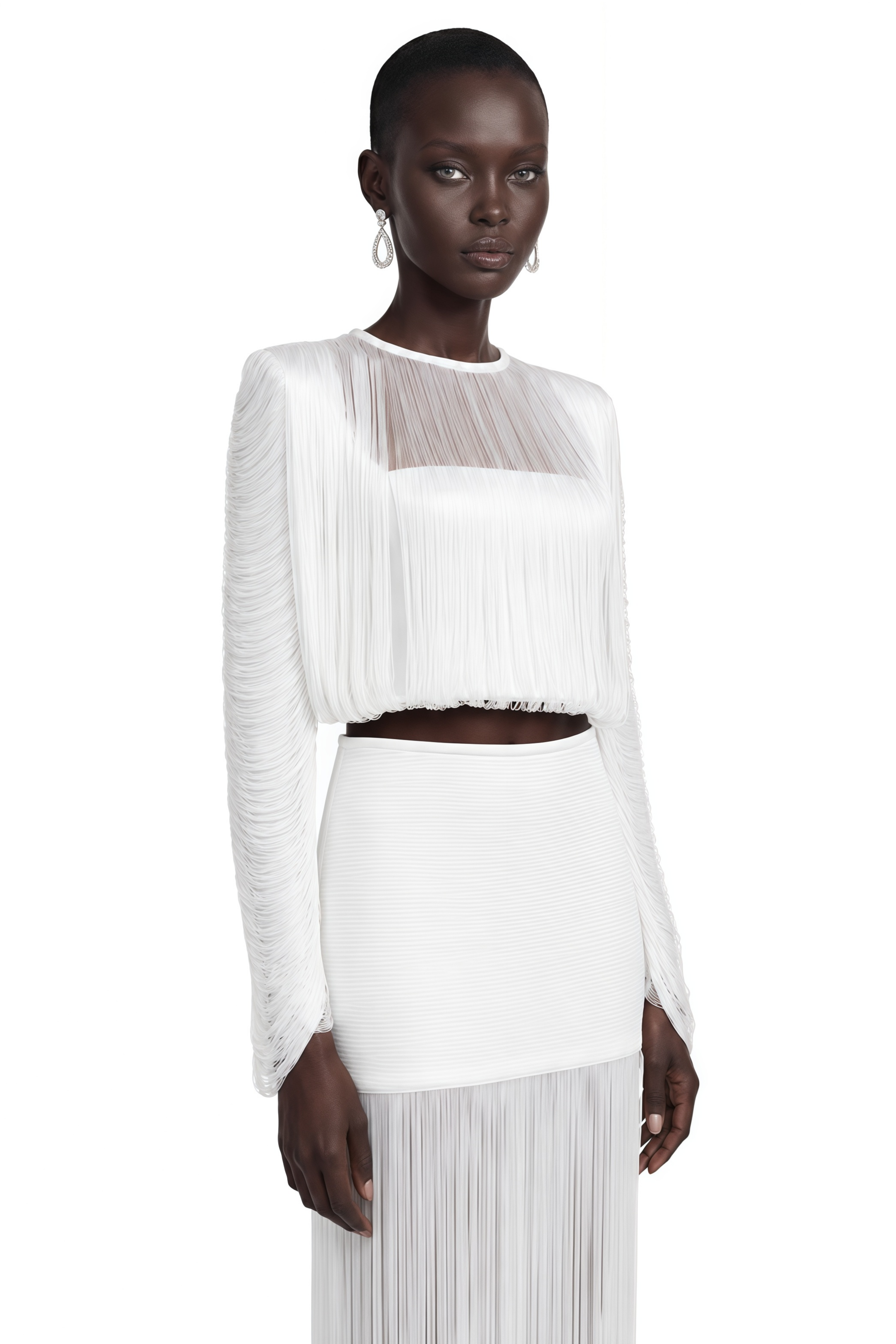 Stella White Fringe Crop Top