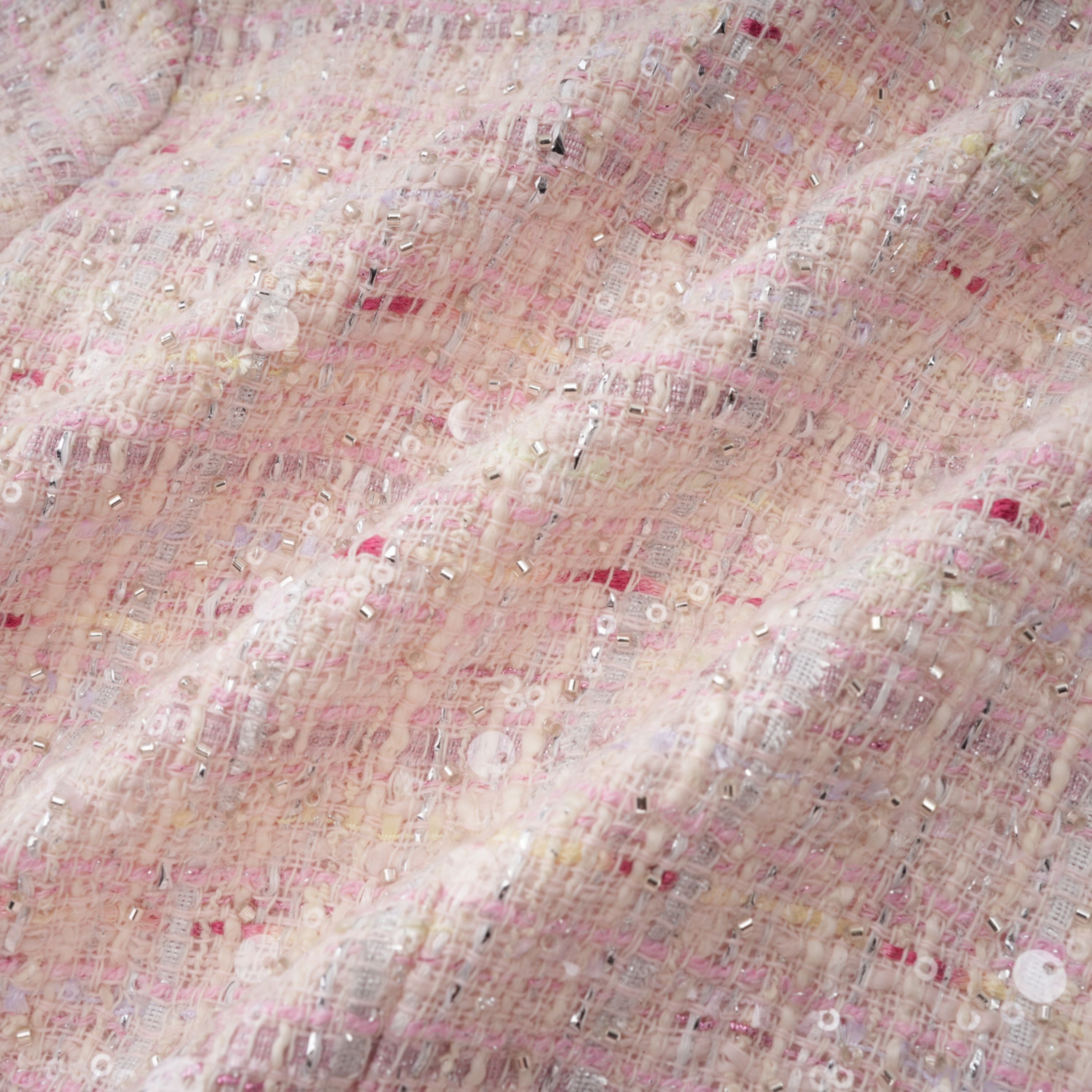 Tahmineh Pink Tweed Pleated Midi Dress (Final Sale-US Only)