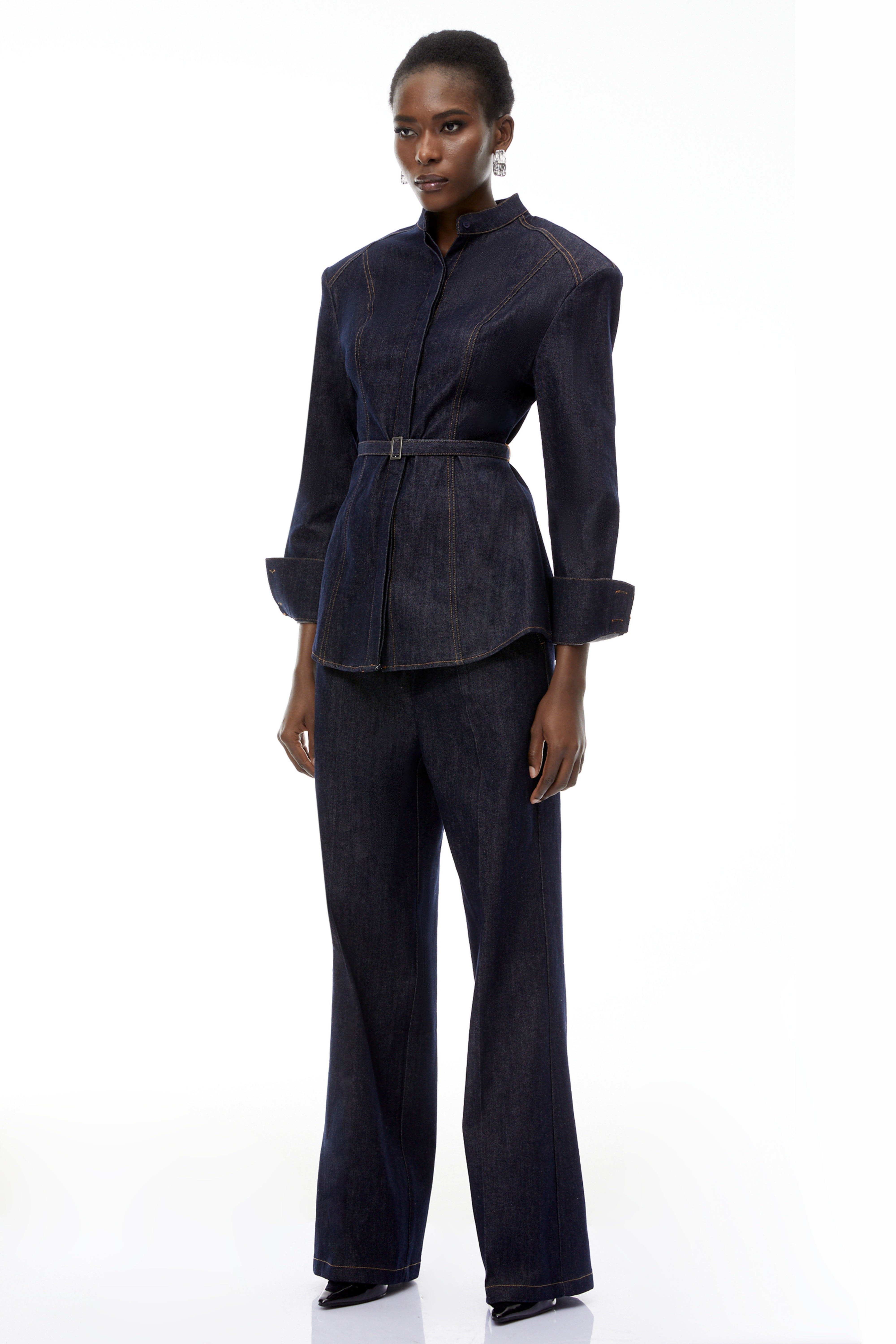 Thaddeus Blue Belted Blazer & Trousers Set (Final Sale-US Only)