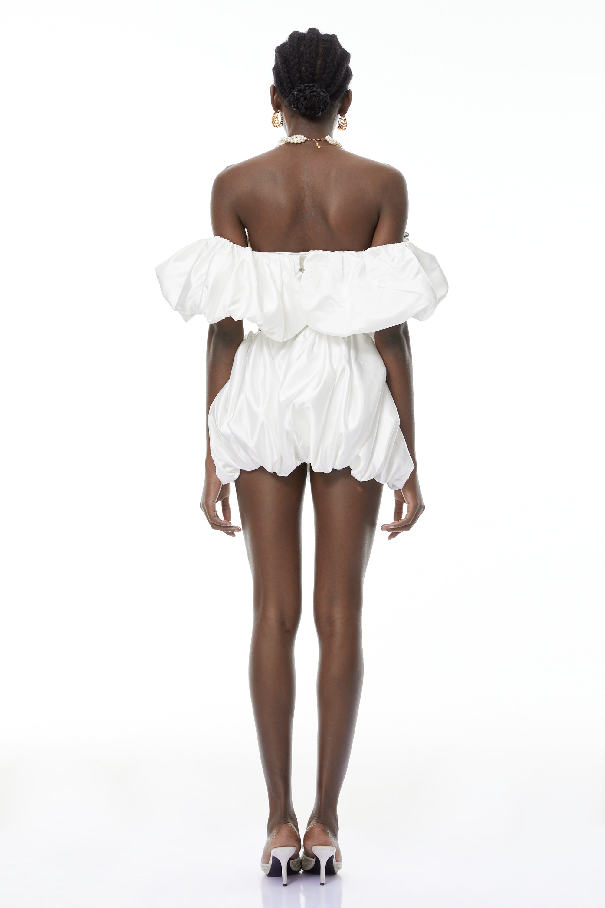 Tiffany White Top & Bubble Short Set with 3D Petals (Final Sale)