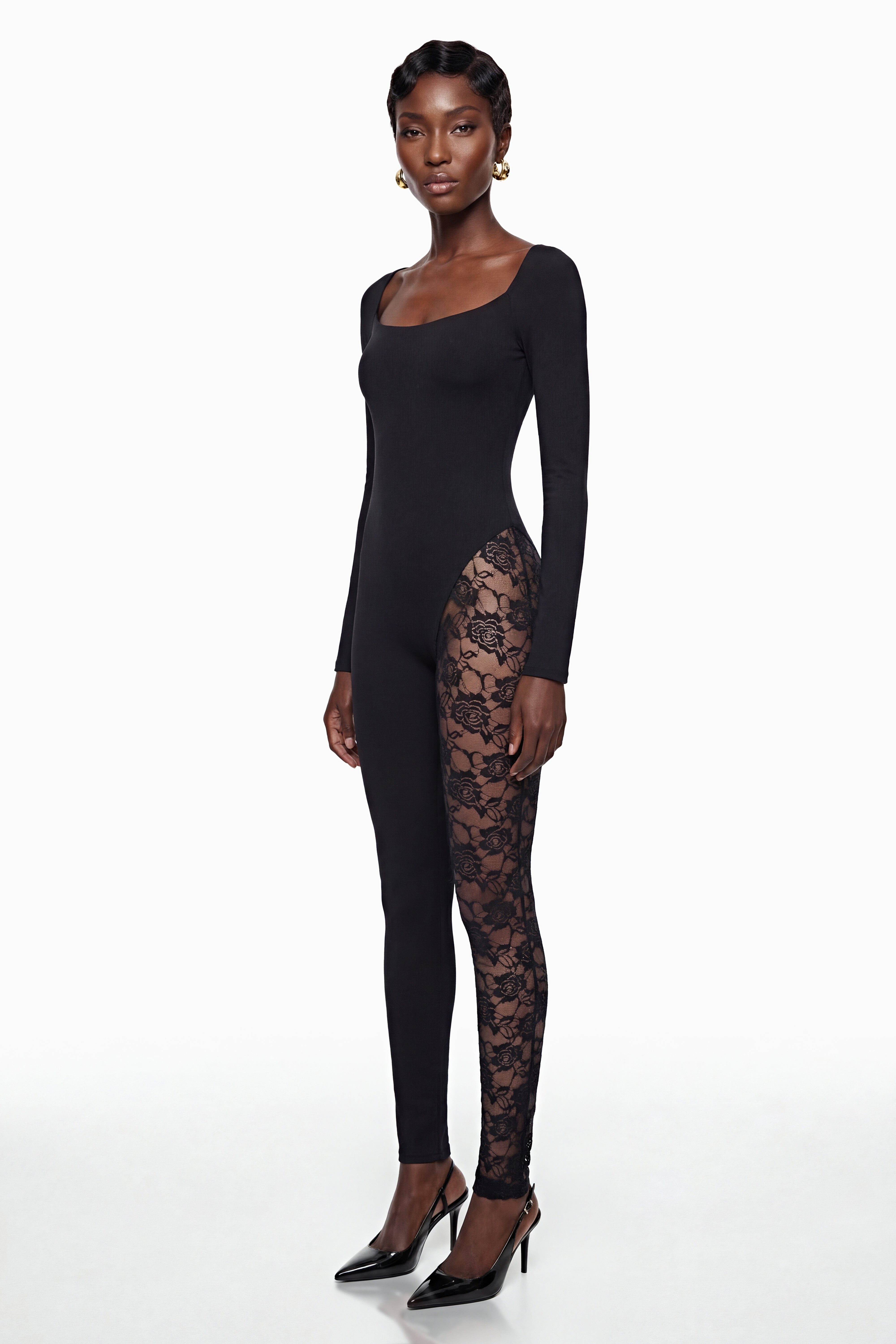 Vilma Black Lace Panel Jumpsuit (Final Sale-US Only)