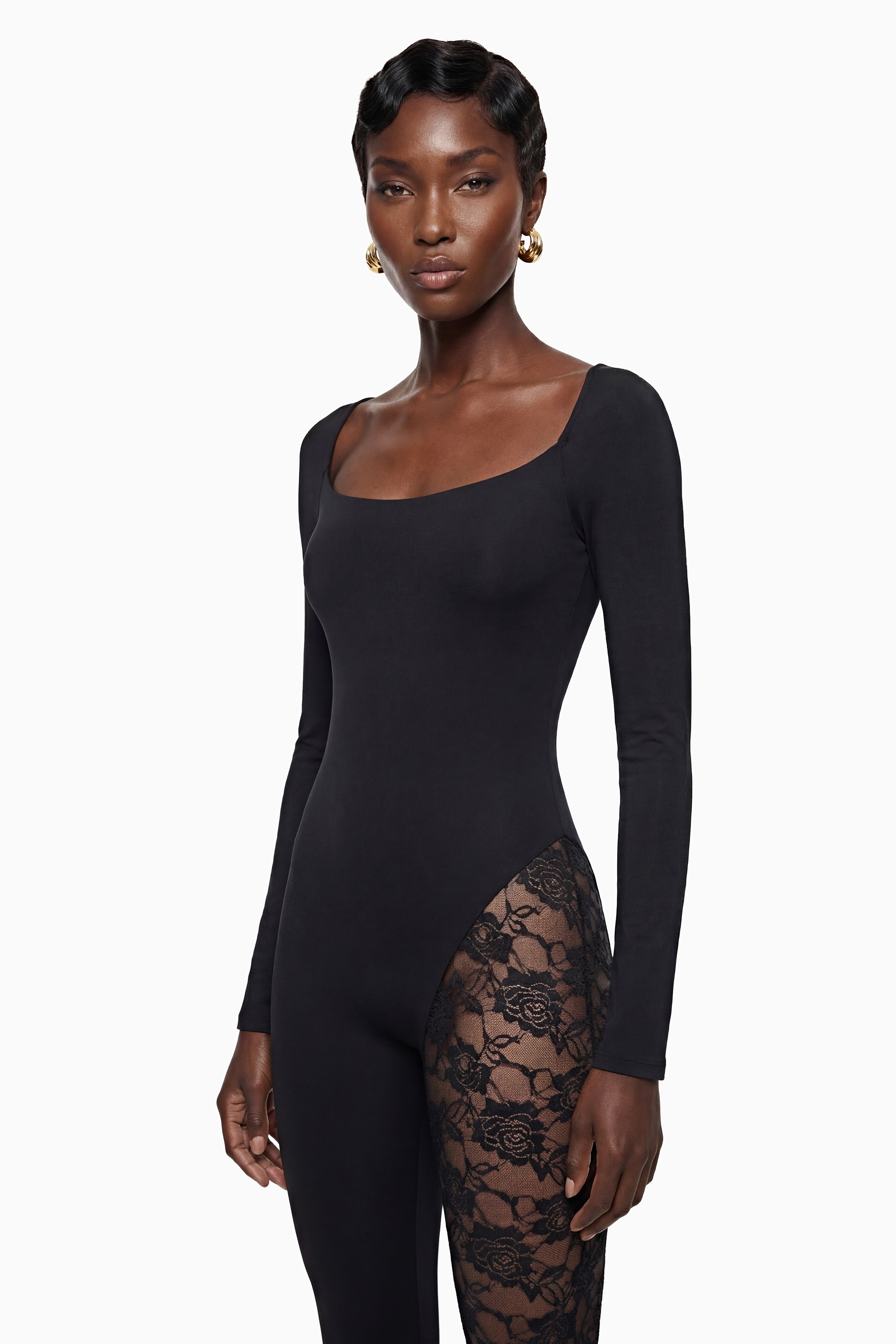 Vilma Black Lace Panel Jumpsuit (Final Sale-US Only)