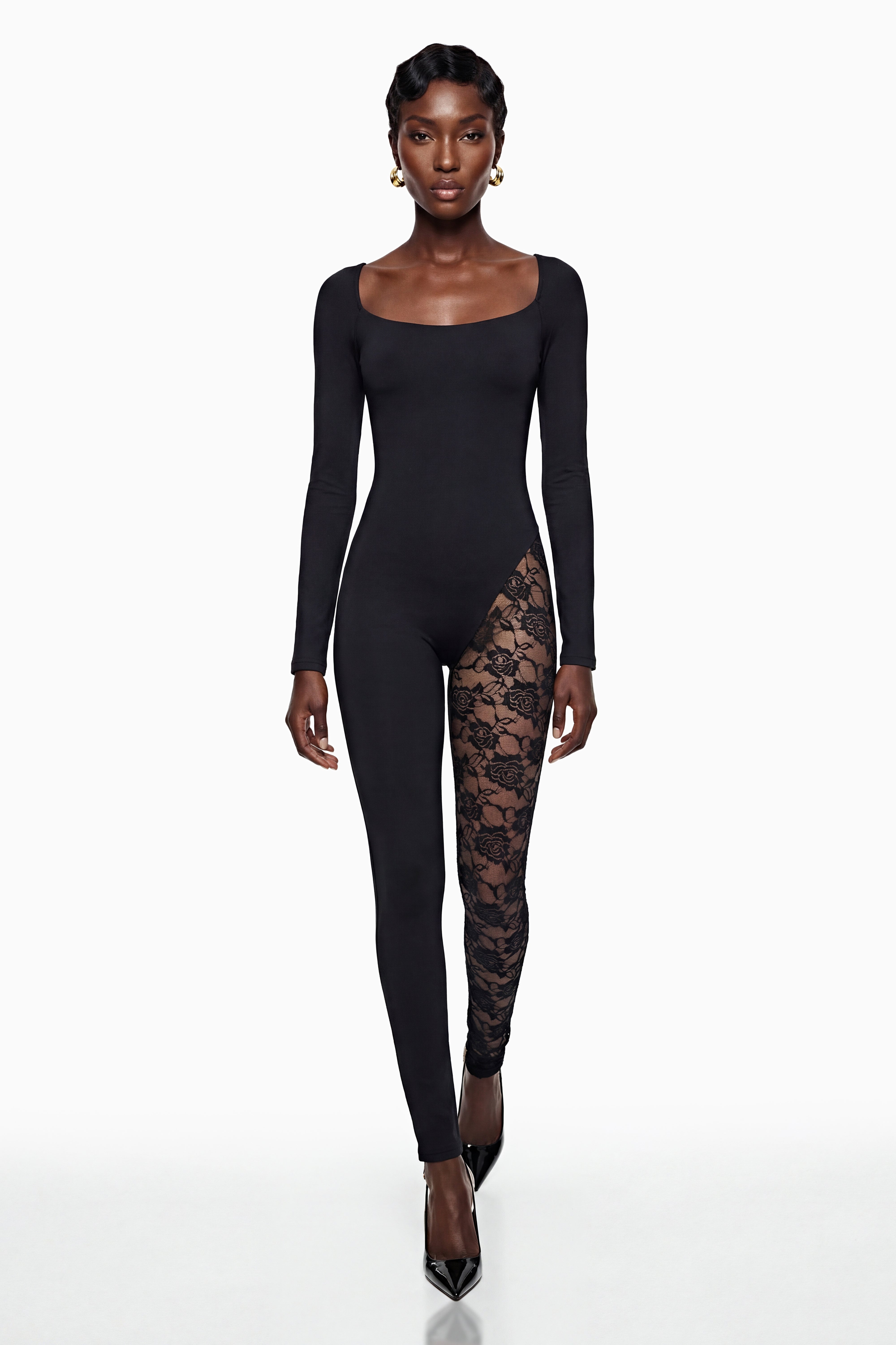 Vilma Black Lace Panel Jumpsuit (Final Sale-US Only)