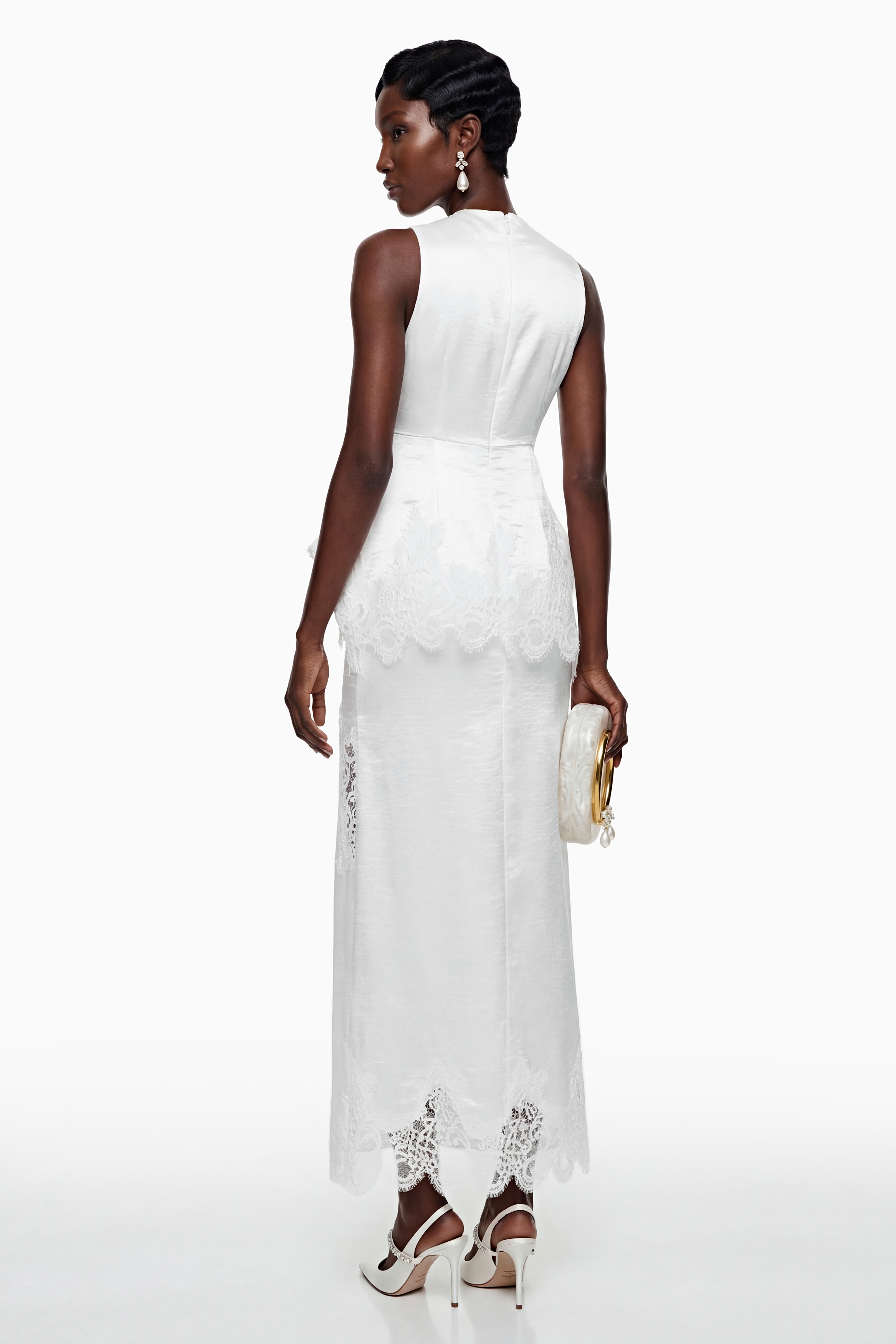 Waltraud White Lace Top & Mermaid Skirt Set (Final Sale)