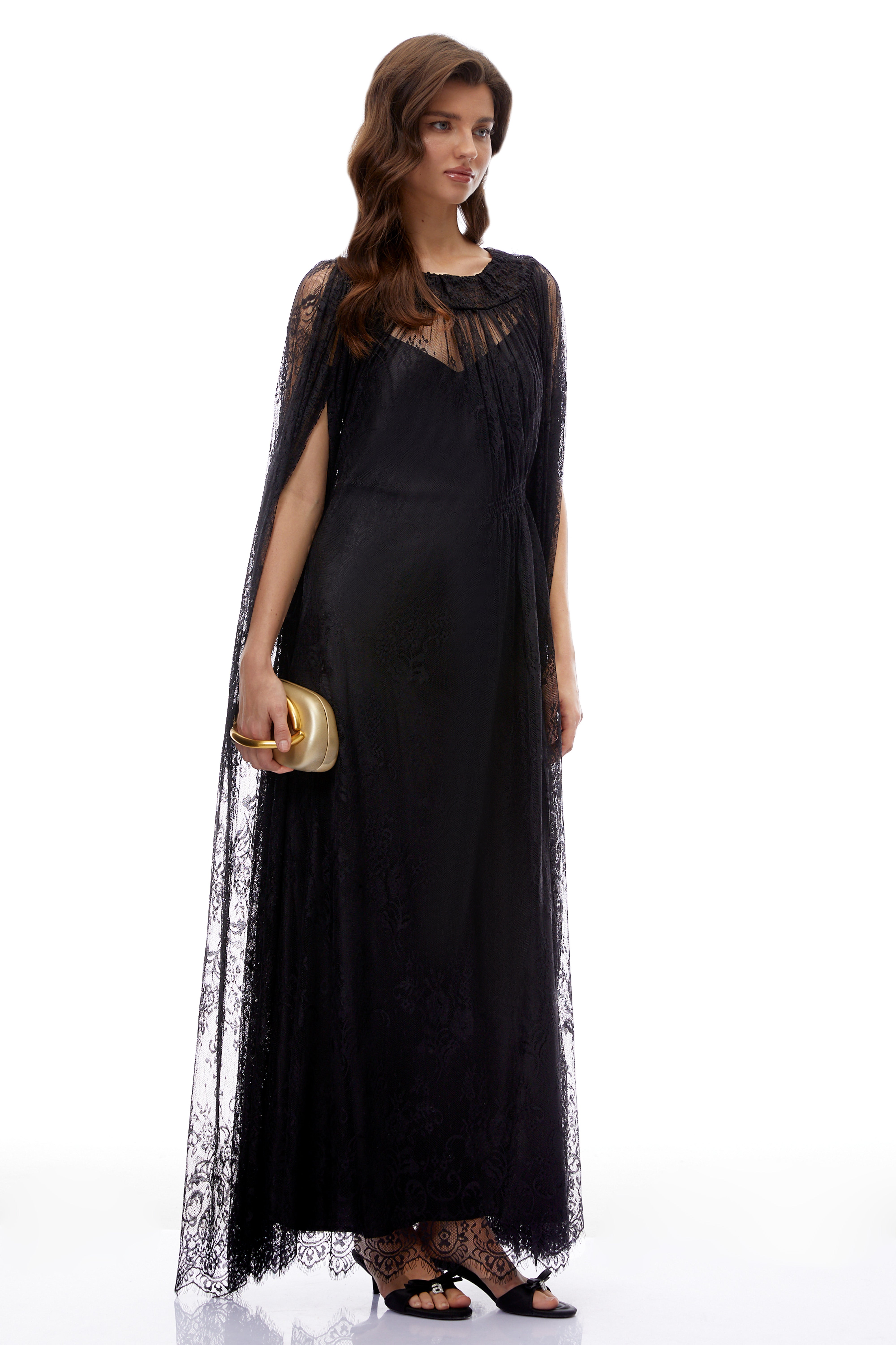 Wren Black Semi-Sheer Lace Maxi Dress