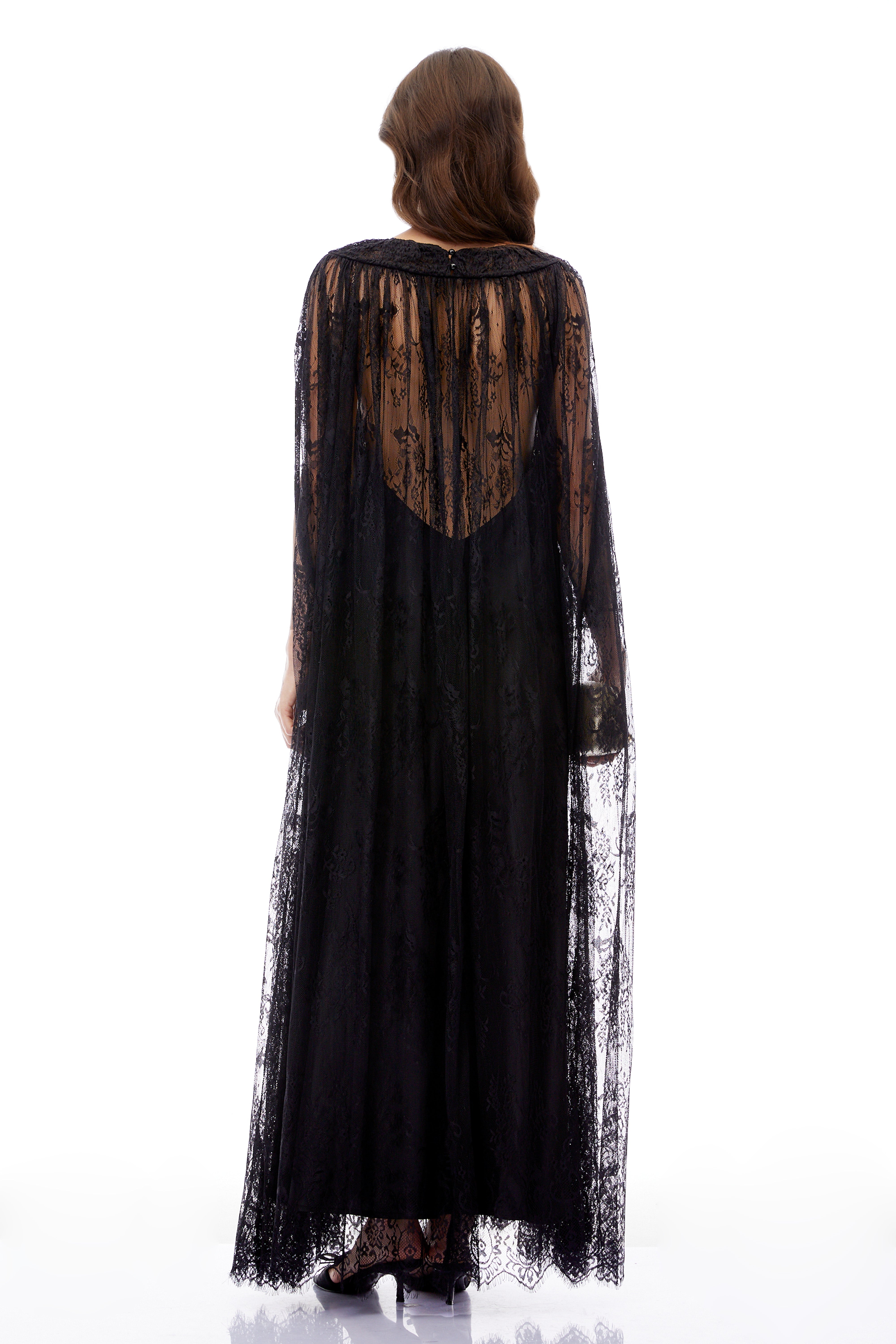 Wren Black Semi-Sheer Lace Maxi Dress