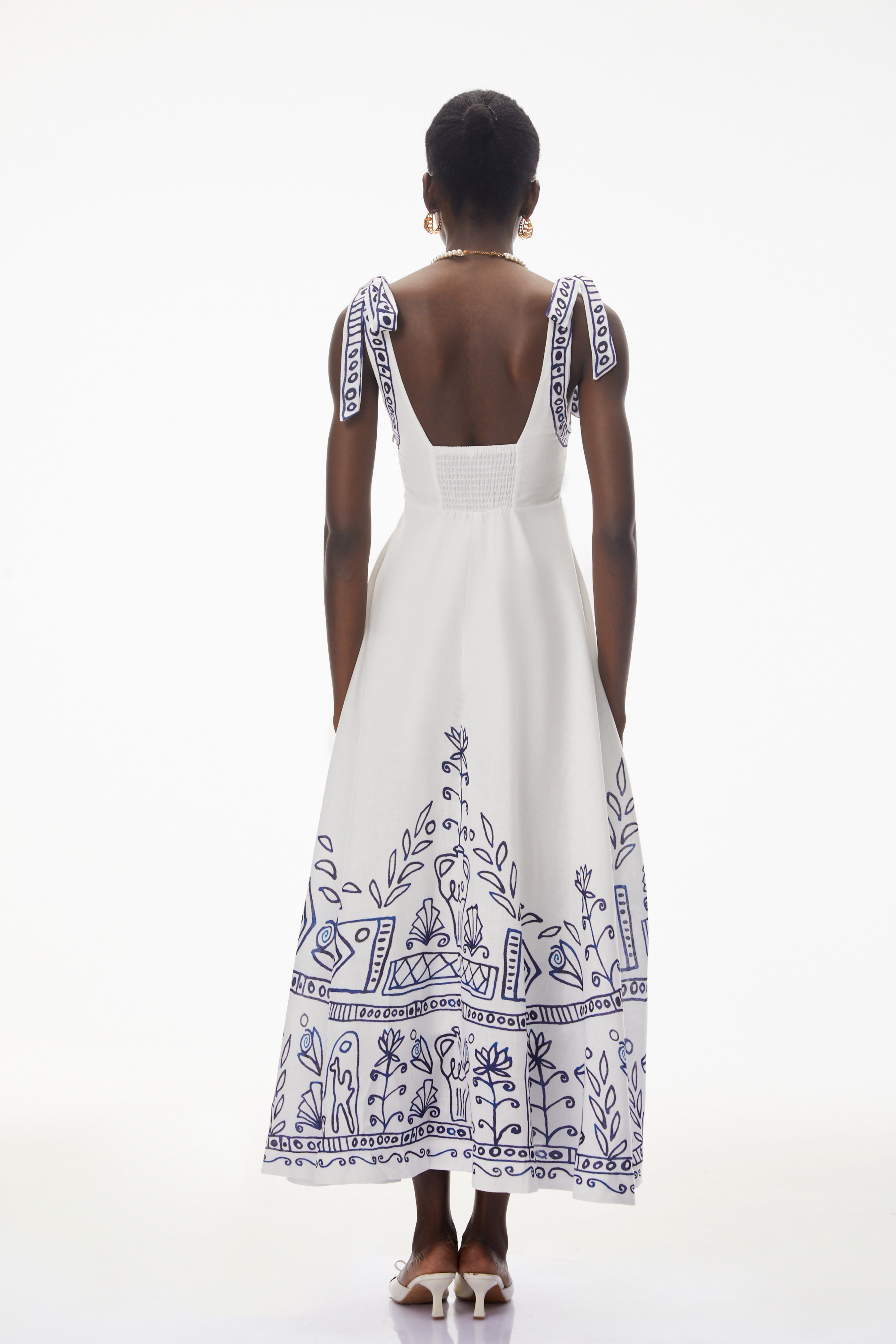 Zohar White Color Block Print Maxi Dress (Final Sale-US Only)
