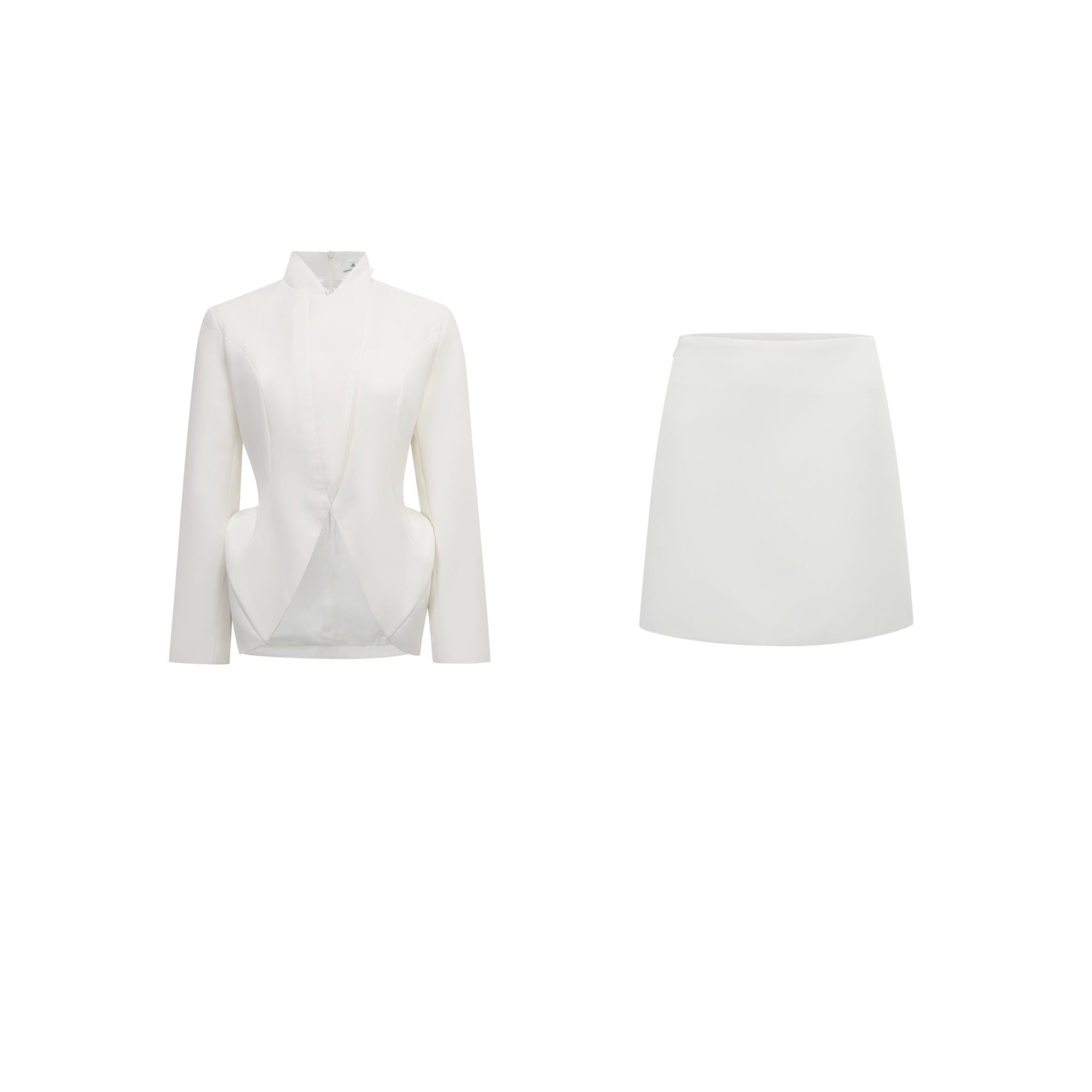Adriana White Barrel Design Jacket & Skirt Set (Final Sale)