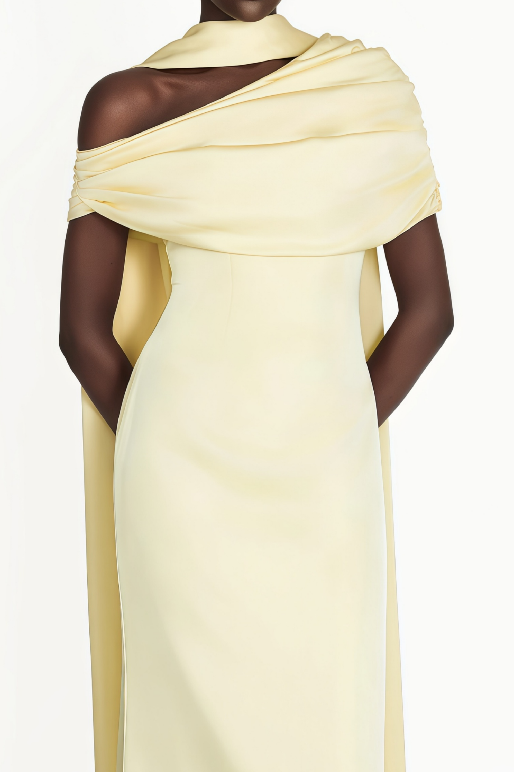 Yellow One Shoulder Satin Maxi Dress