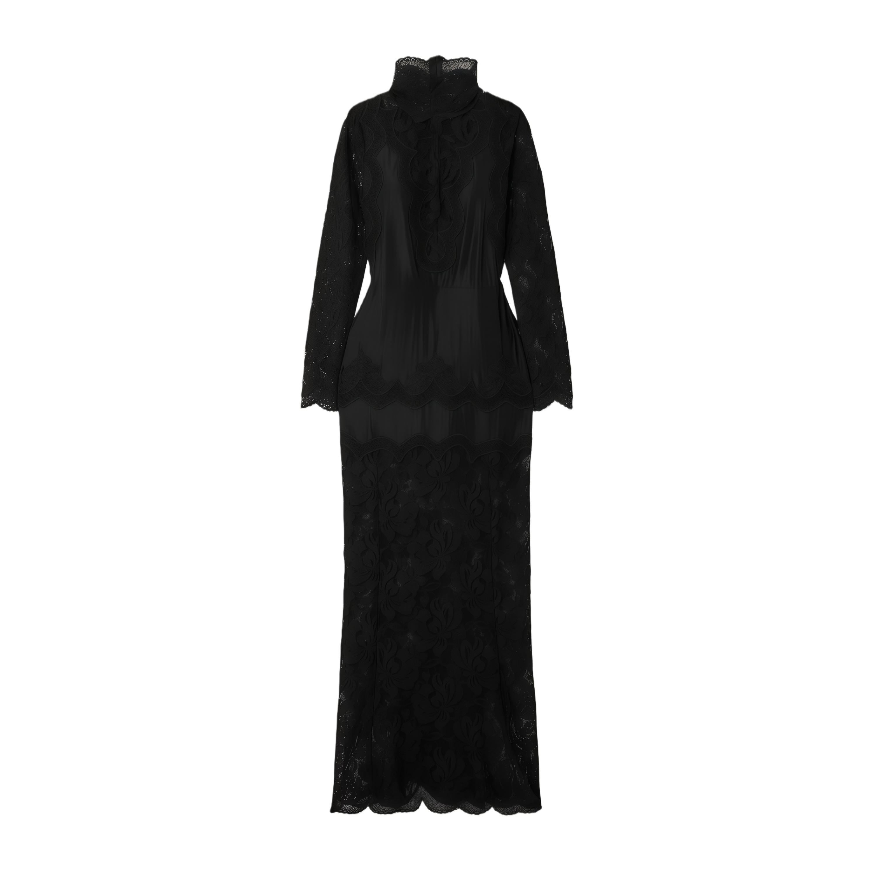 Lace-trimmed Maxi Dress in Black